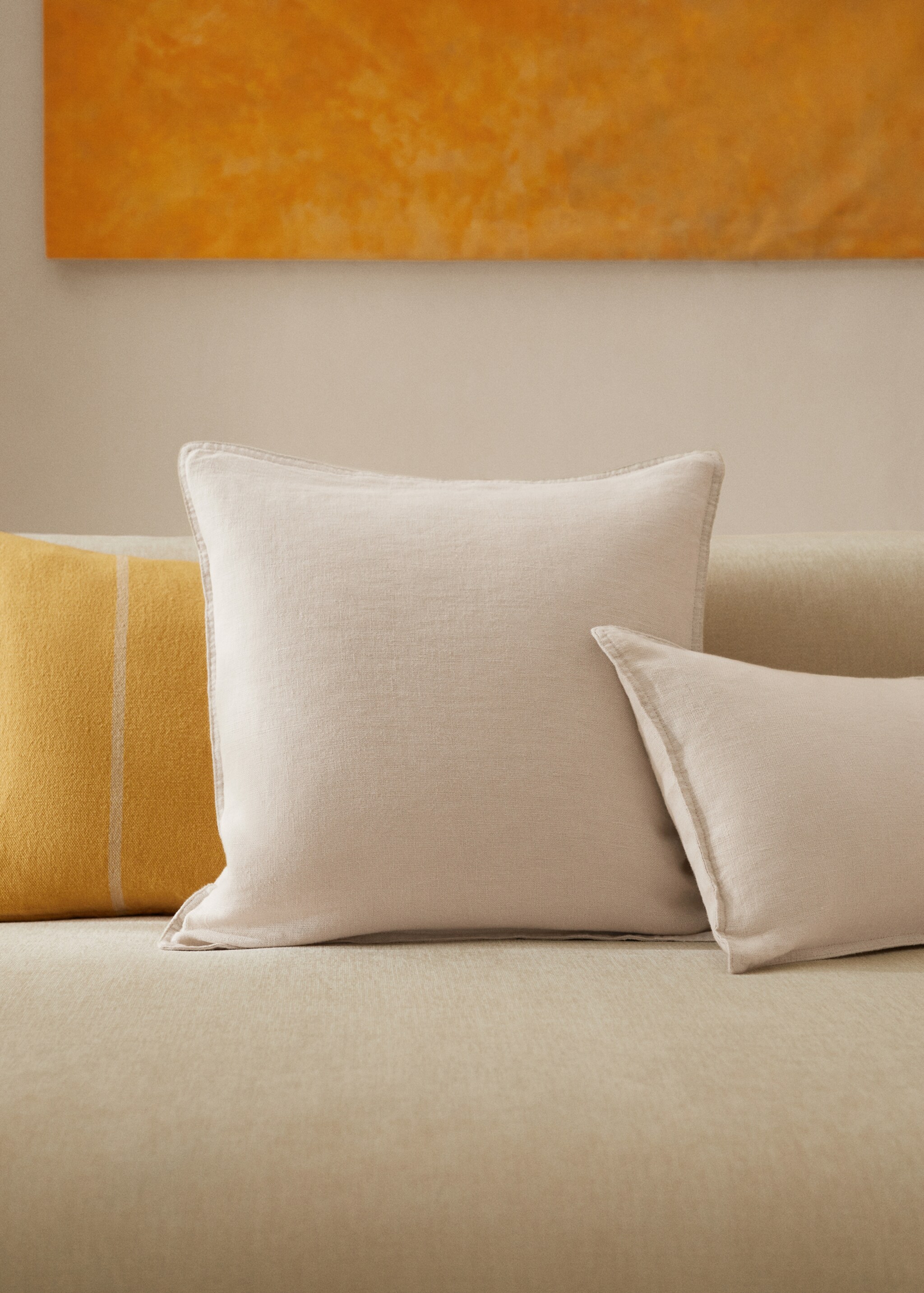 100% linen cushion case 45x45cm - General plane, Sand. Ref: 77033278-00.