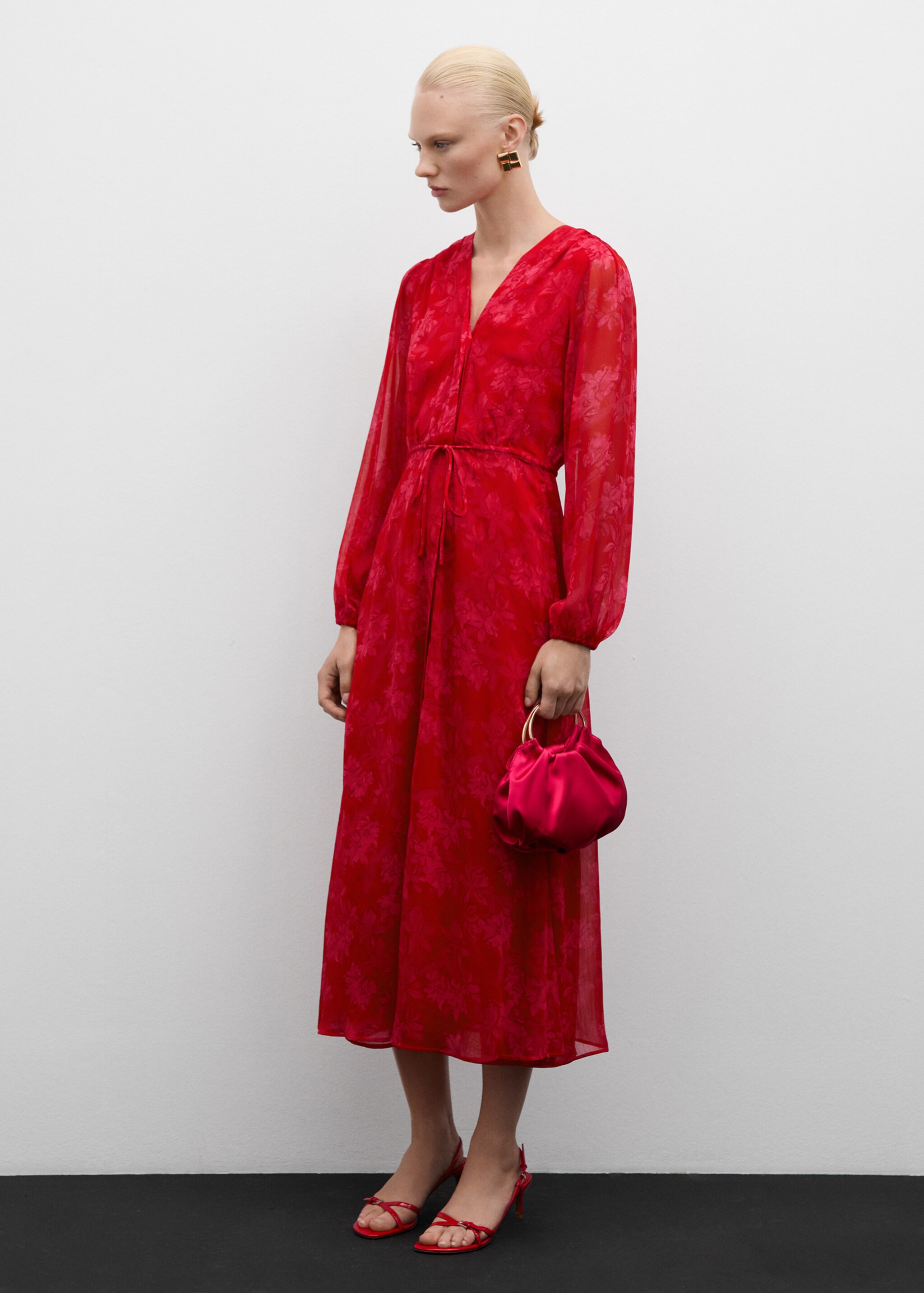 Robe en imprimé fleuri nœud - Plan général