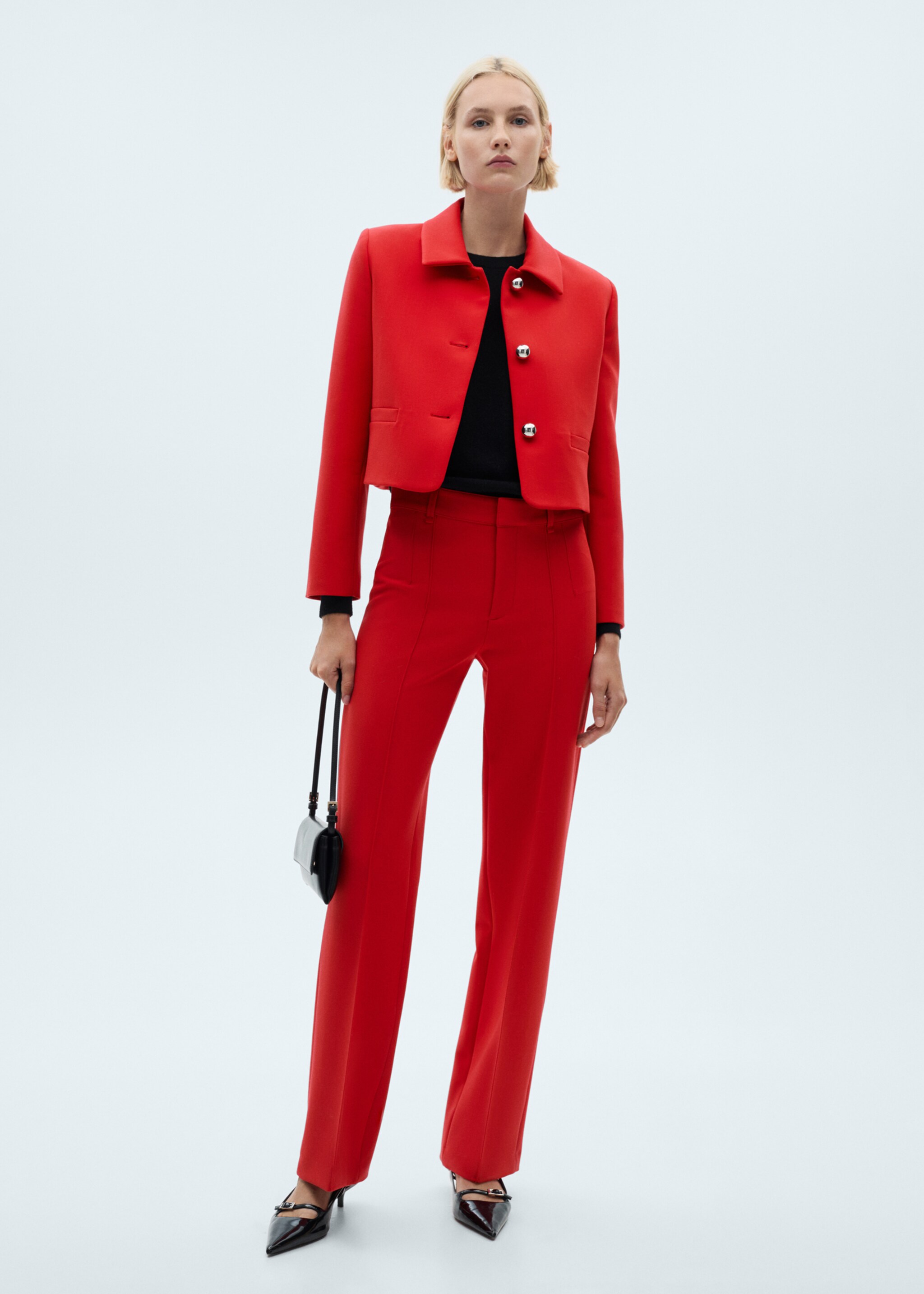 Buttoned cropped jacket - General plane, Red. Ref: 77034069-00.