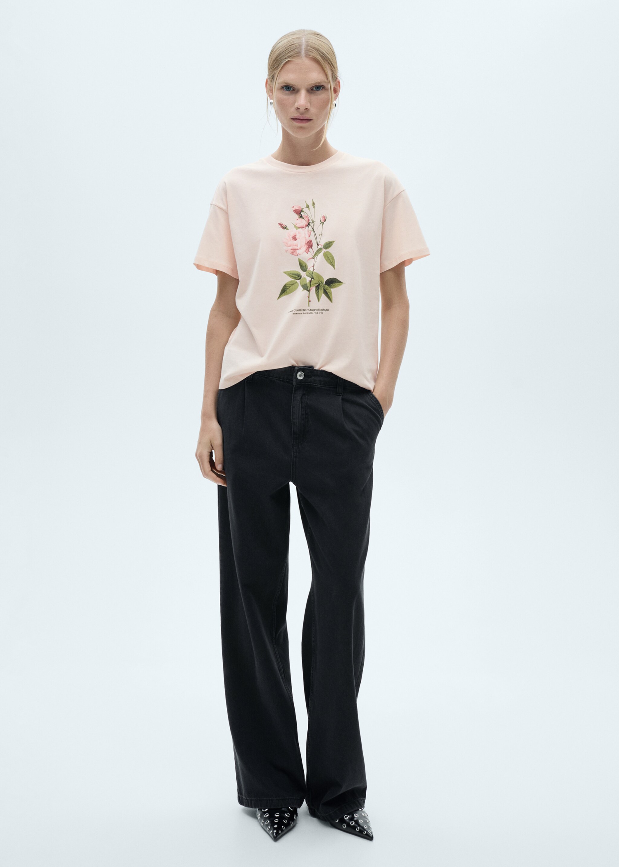 T-shirt coton fleur imprimée - Plan général