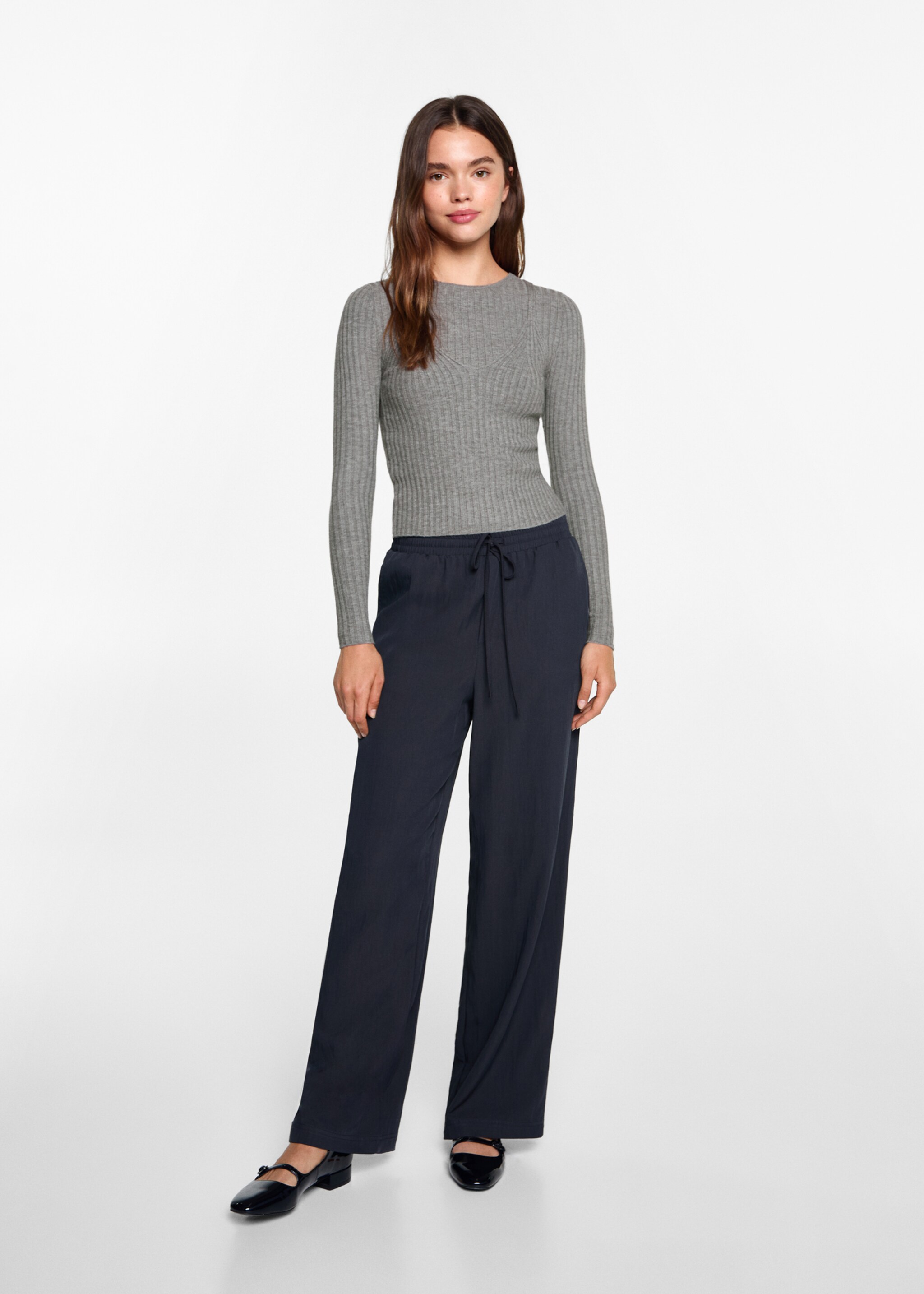 Rippstrick-Pullover-Top - Allgemeine Ansicht, Grau. Ref: 77034783-00.