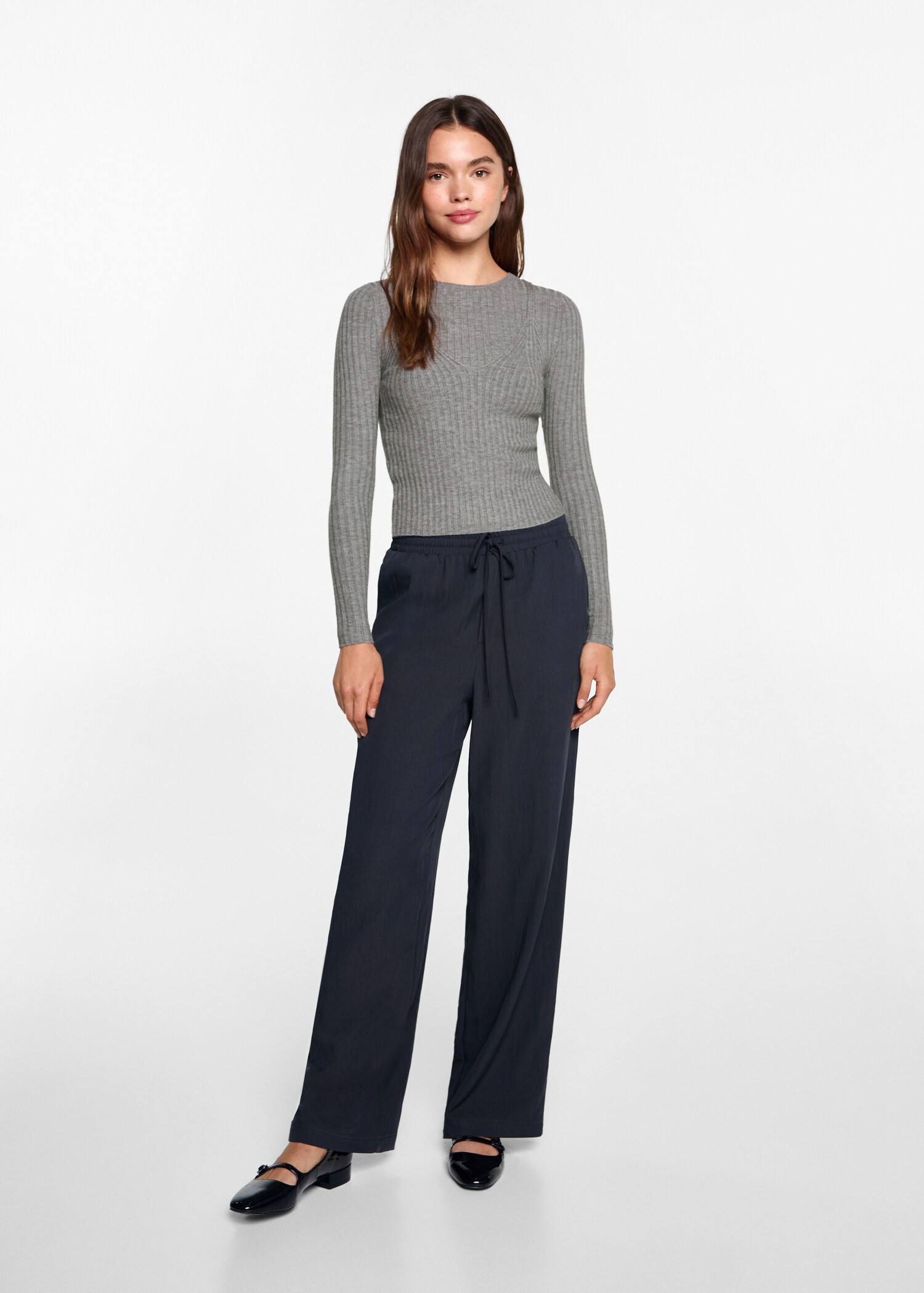 Rippstrick-Pullover-Top - Allgemeine Ansicht