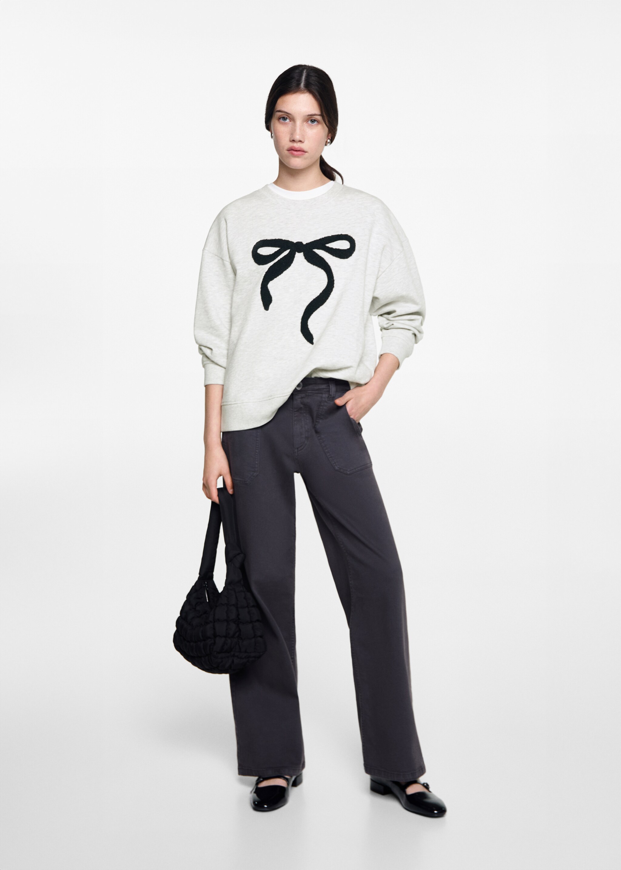 Embossed design sweatshirt - General plane, Light Heather Grey. Ref: 77034784-00.