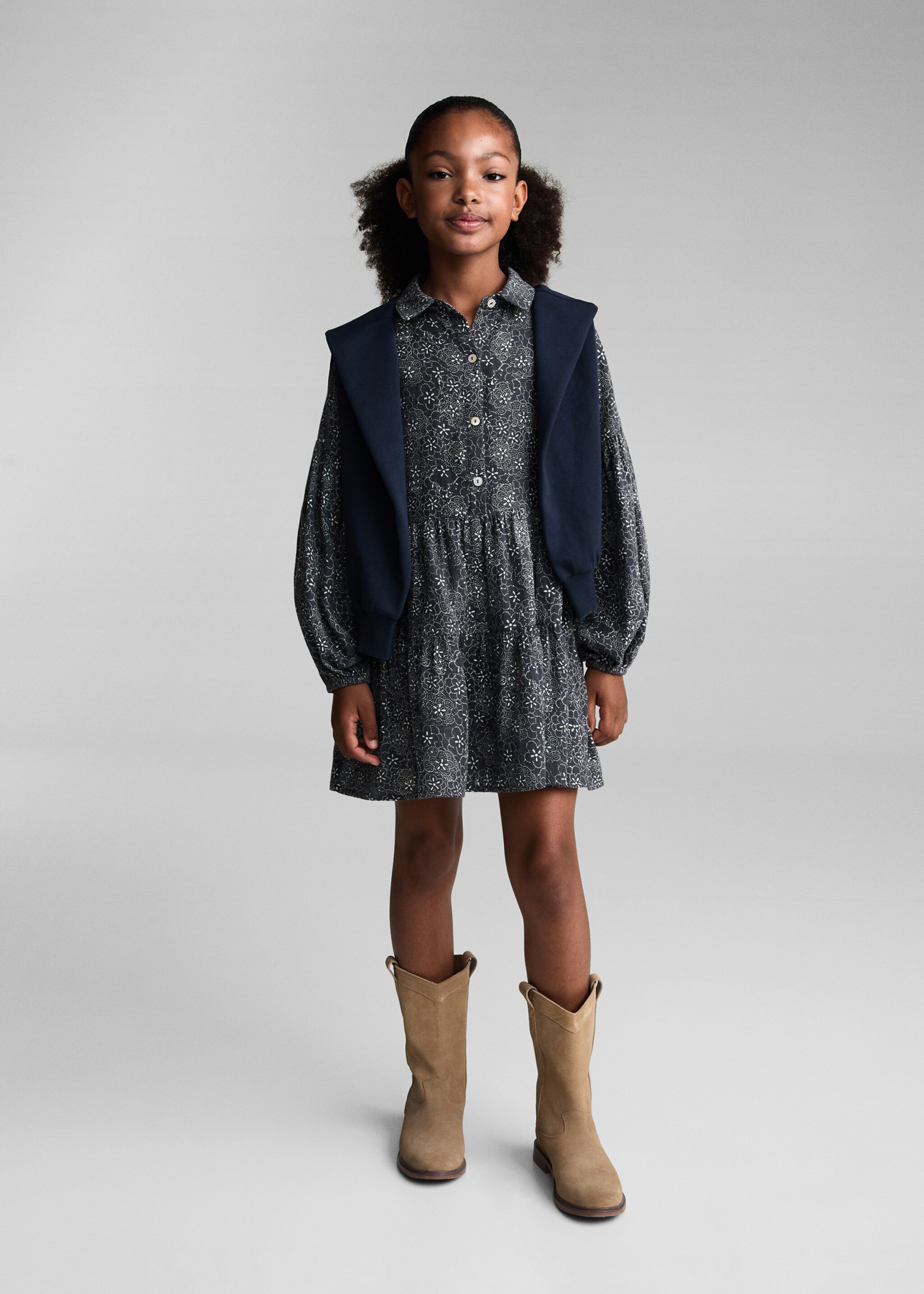 Kleid mit Blumendruck - Allgemeine Ansicht, Anthrazit. Ref: 77034786-00.