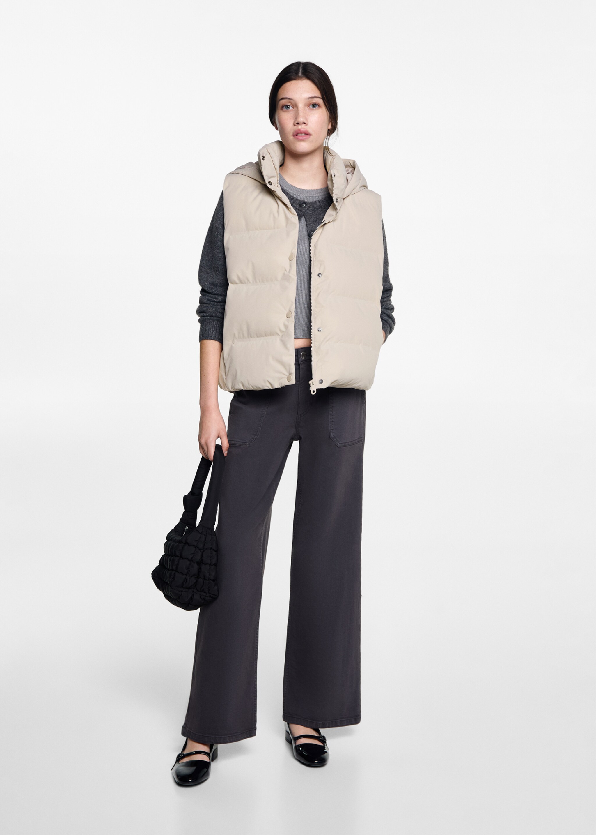 Bodywarmer met capuchon - Overzichtstekening, Ecru. Ref: 77035630-00.