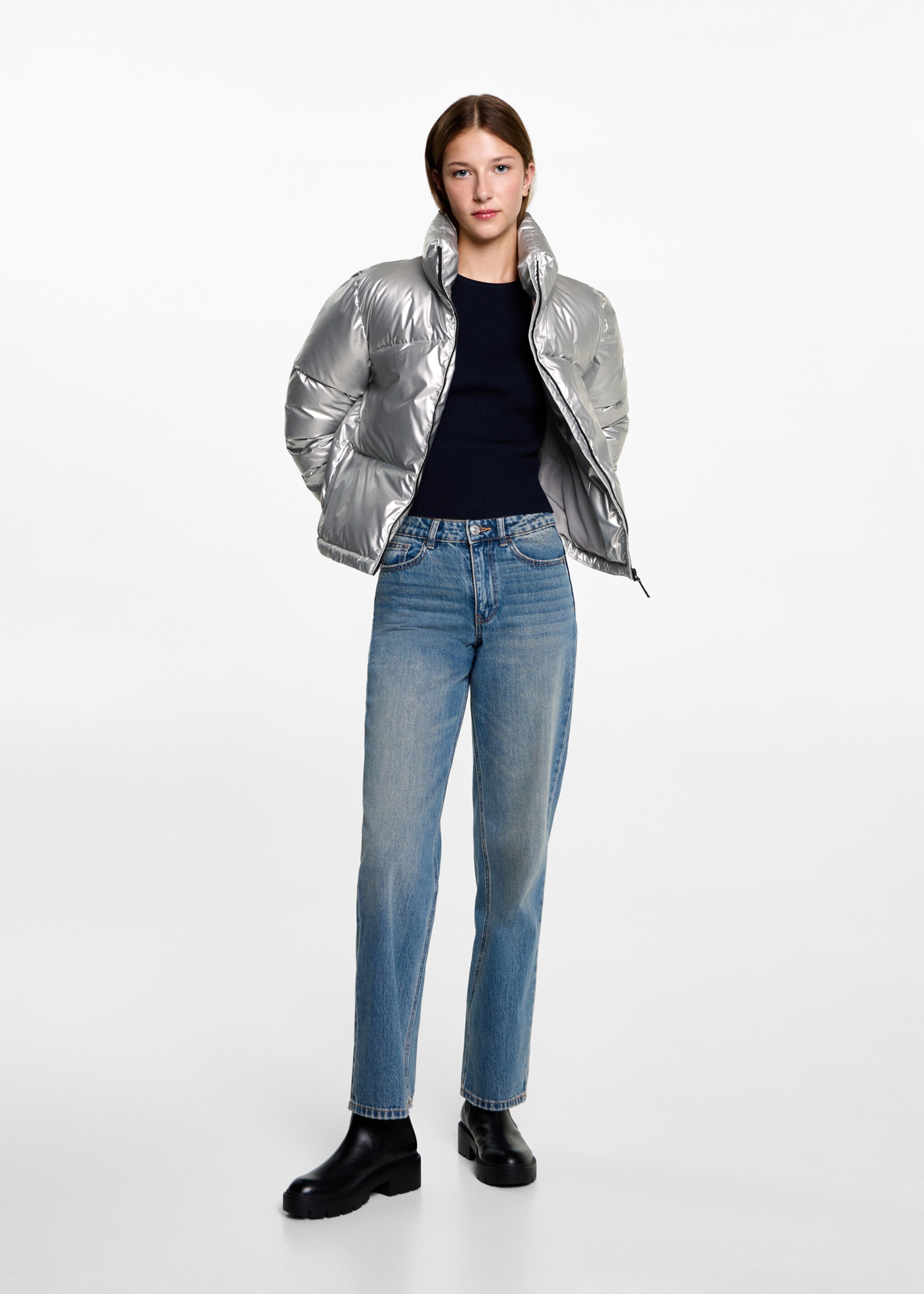 Metallic puffer jacket - General plane, Silver. Ref: 77035631-00.