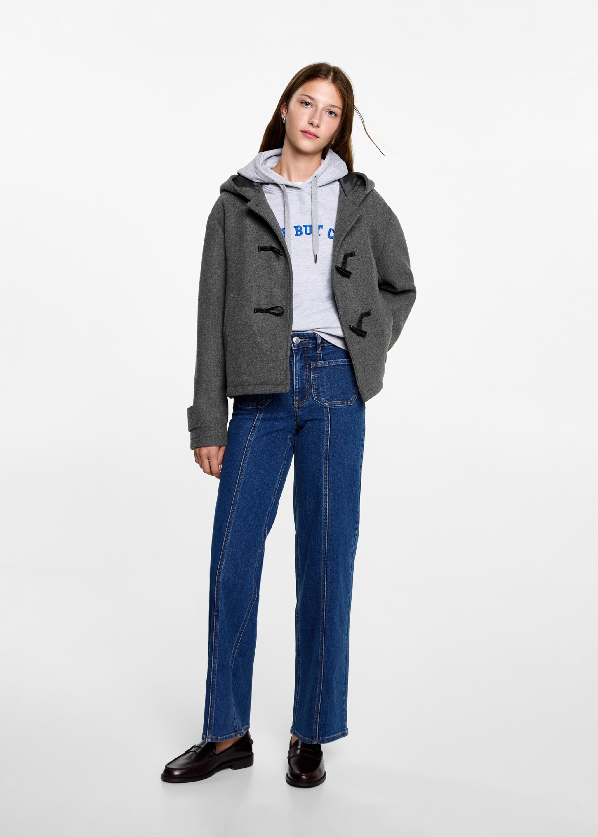 Abric caputxa llana alamares - Pla general, Gris. Ref: 77035632-00.