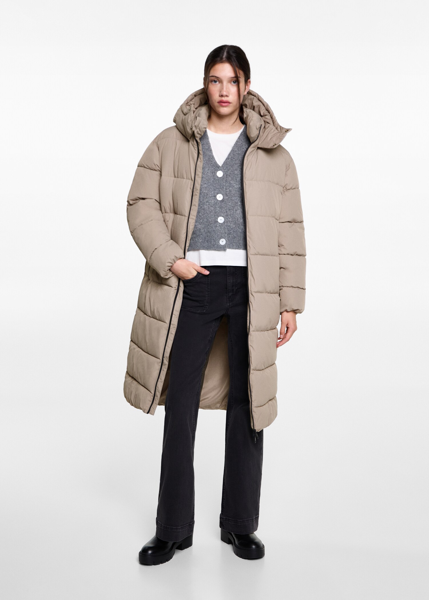 Quilted long coat - General plane