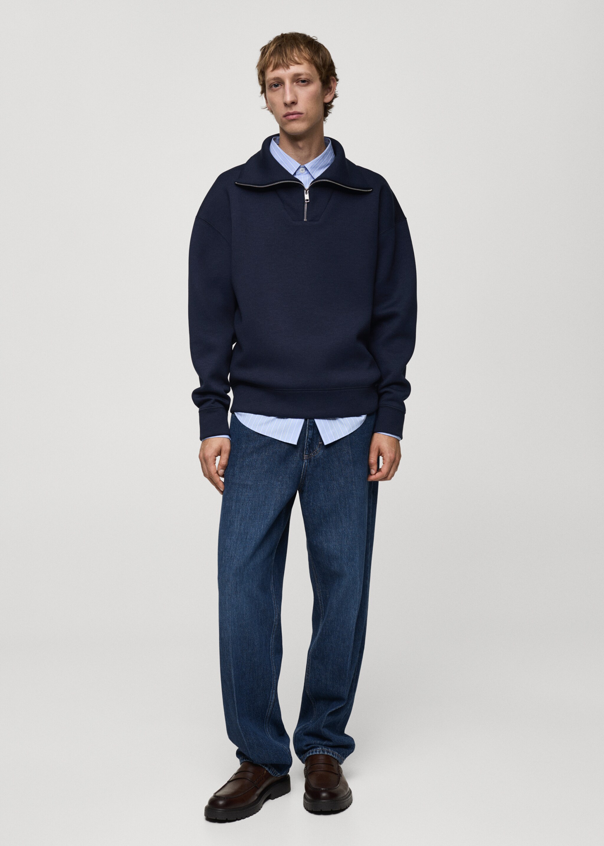 Sudadera cuello cremallera relaxed fit - Plano general