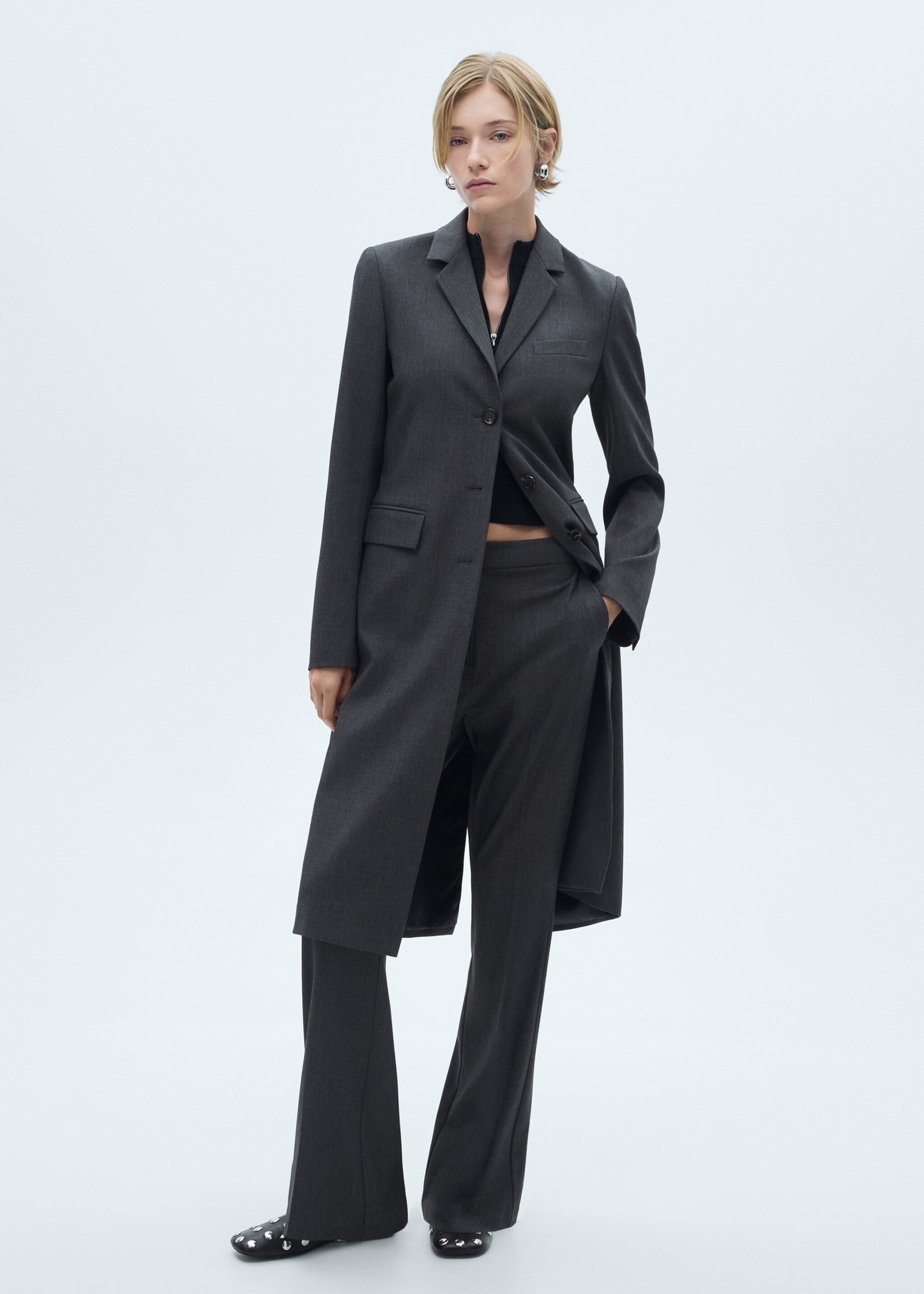 Long tailored coat - General plane, Grey. Ref: 77035646-00.