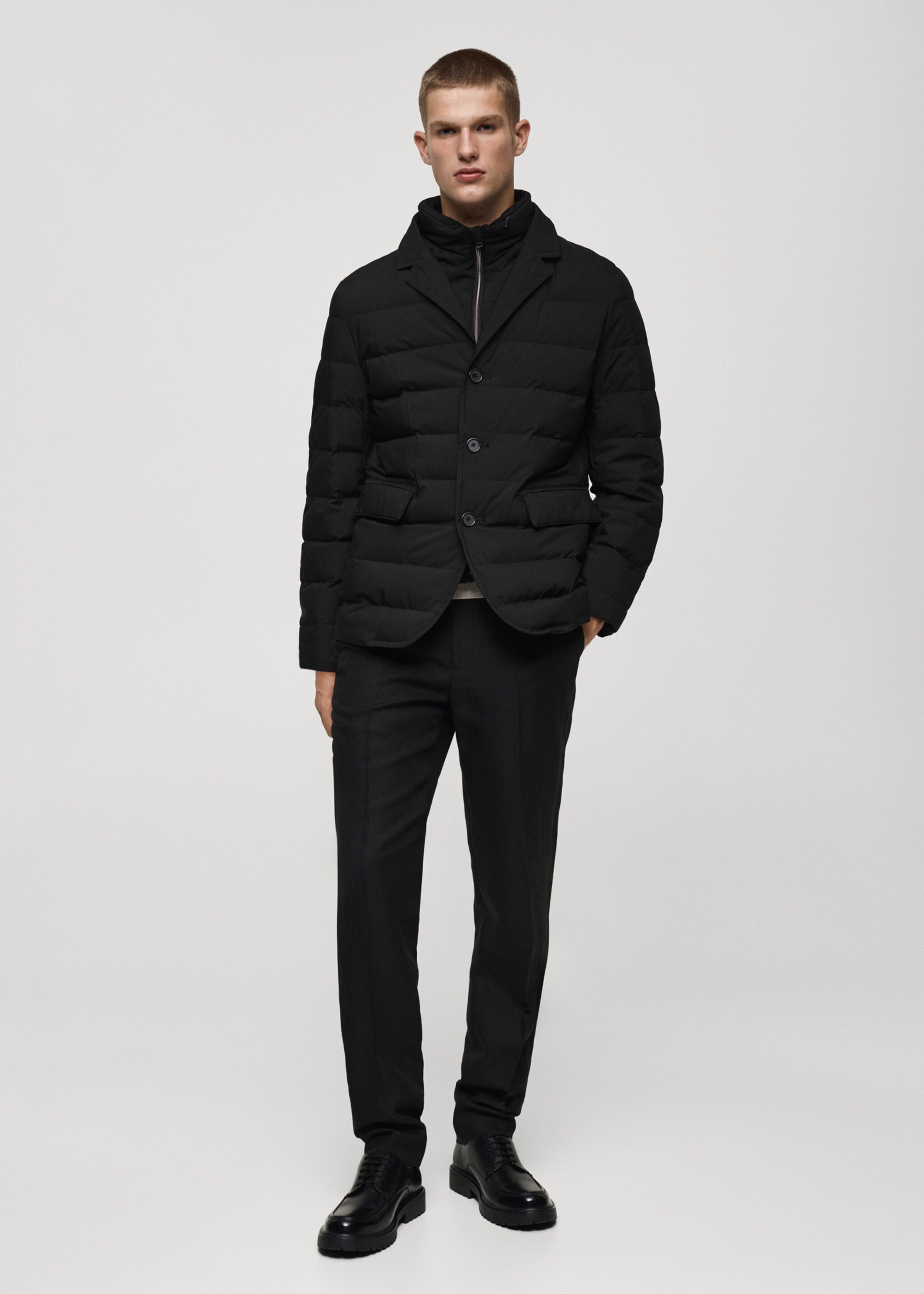 Water-repellent feather-filled jacket - General plane, Black. Ref: 77035964-00.