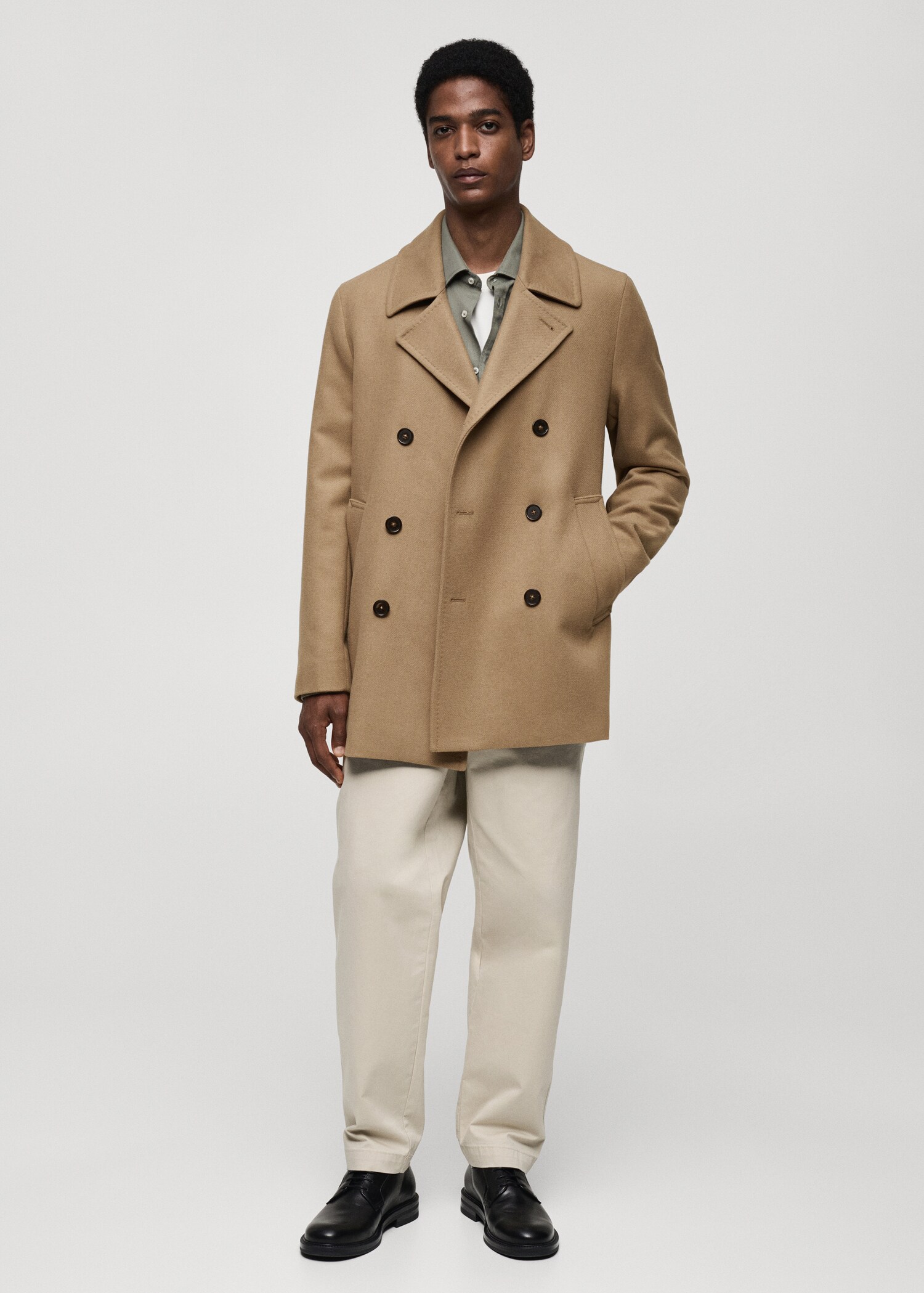 Manteau laine croisé boutons - Plan général