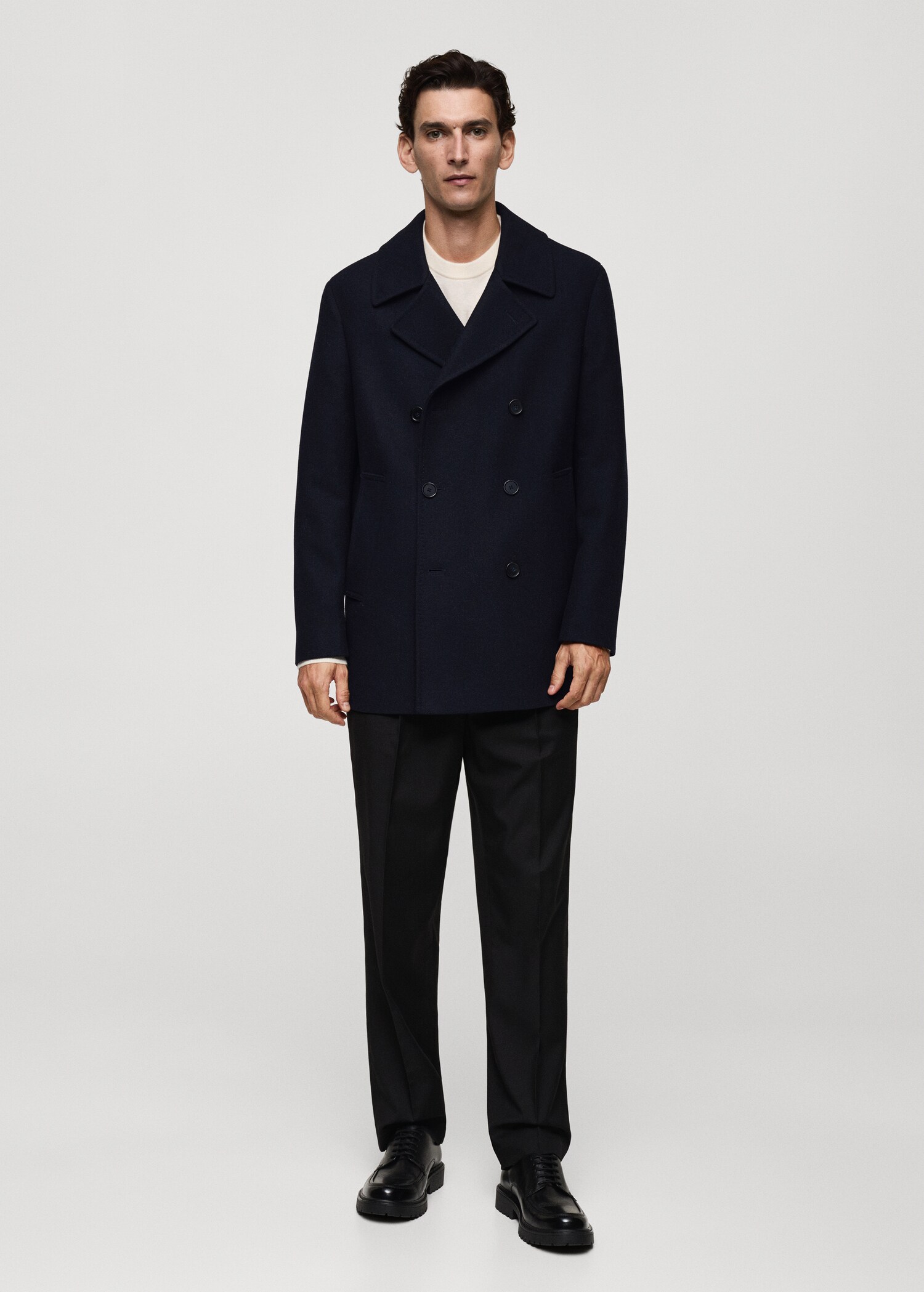 Manteau laine croisé boutons - Plan général