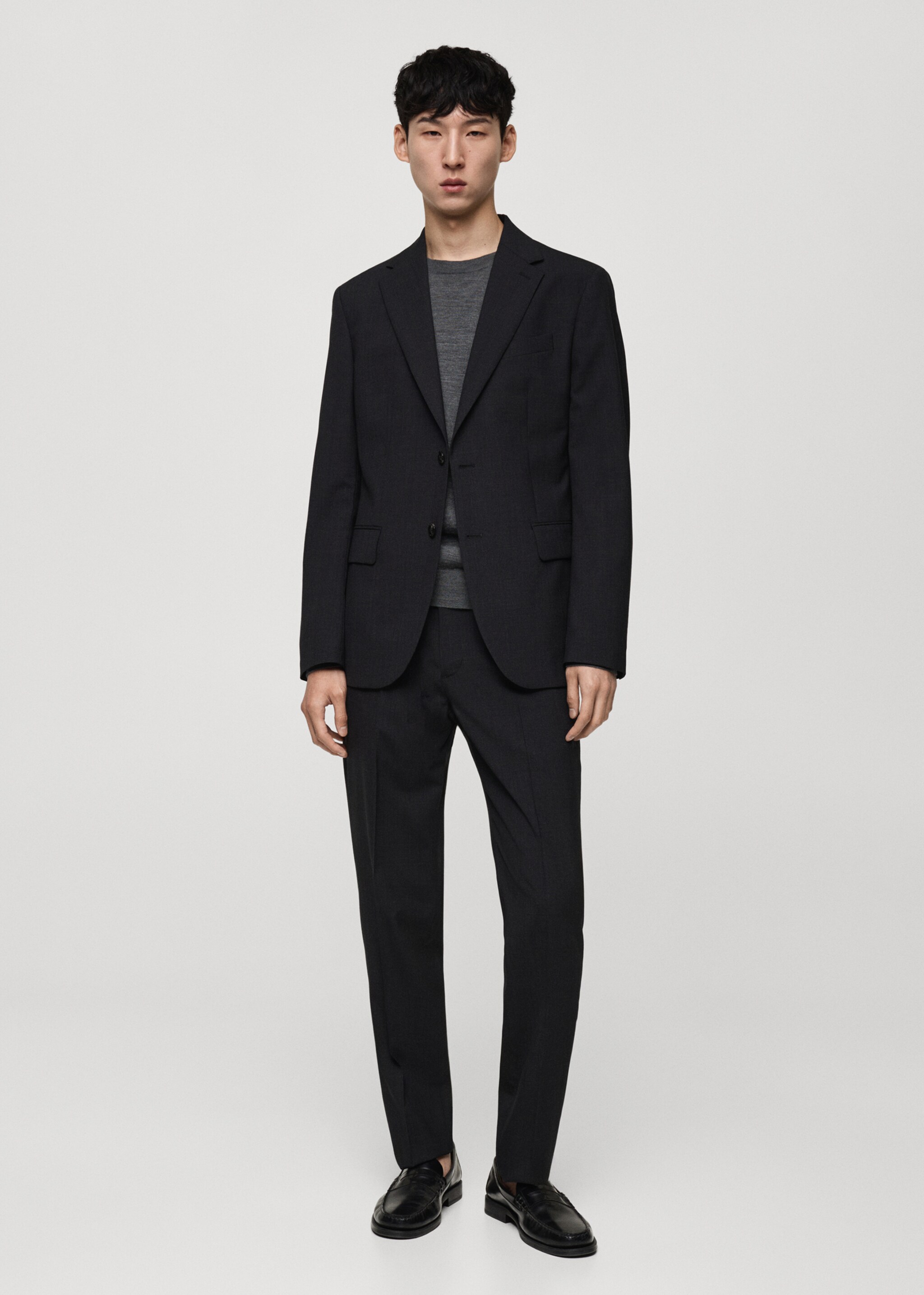Slim-fit colbert 100% scheerwol - Overzichtstekening, Grijs. Ref: 77035970-00.