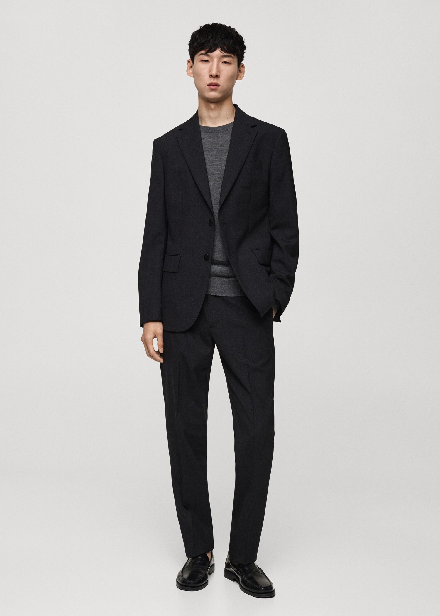 100% virgin wool slim-fit suit trousers - General plane