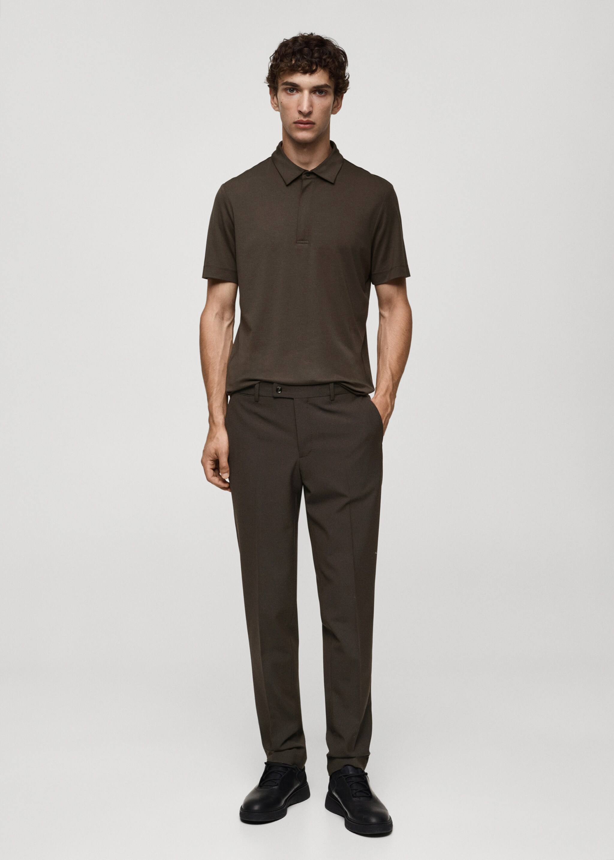 Crease-resistant wool suit trousers - General plane, Brown. Ref: 77035972-00.