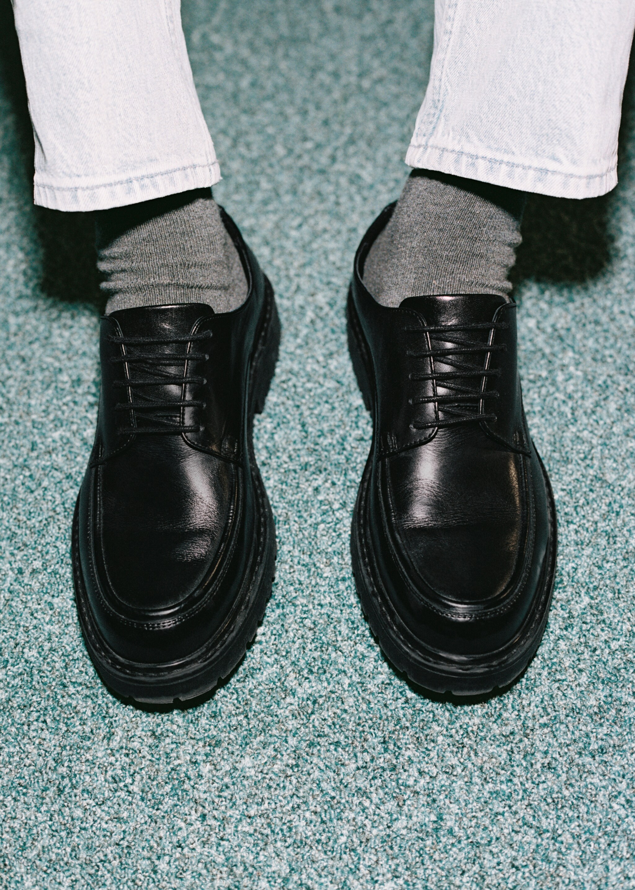 Leather blucher shoes - General plane, Black. Ref: 77035978-00.