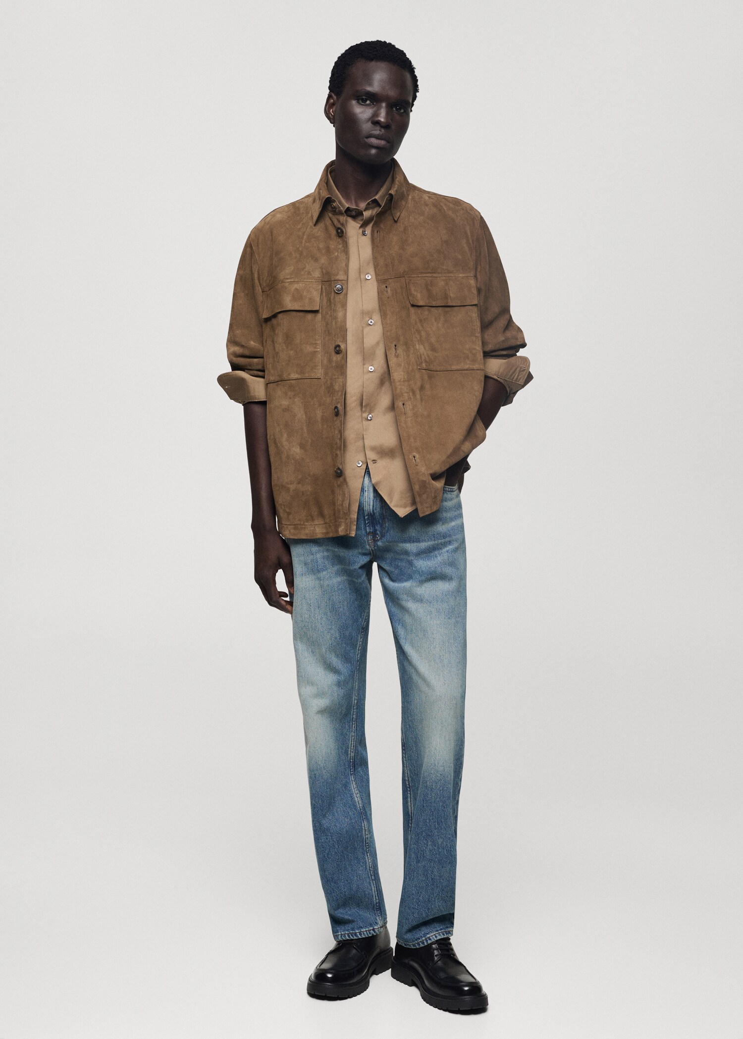 Jeans straight fit efecto desgastado - Plano general