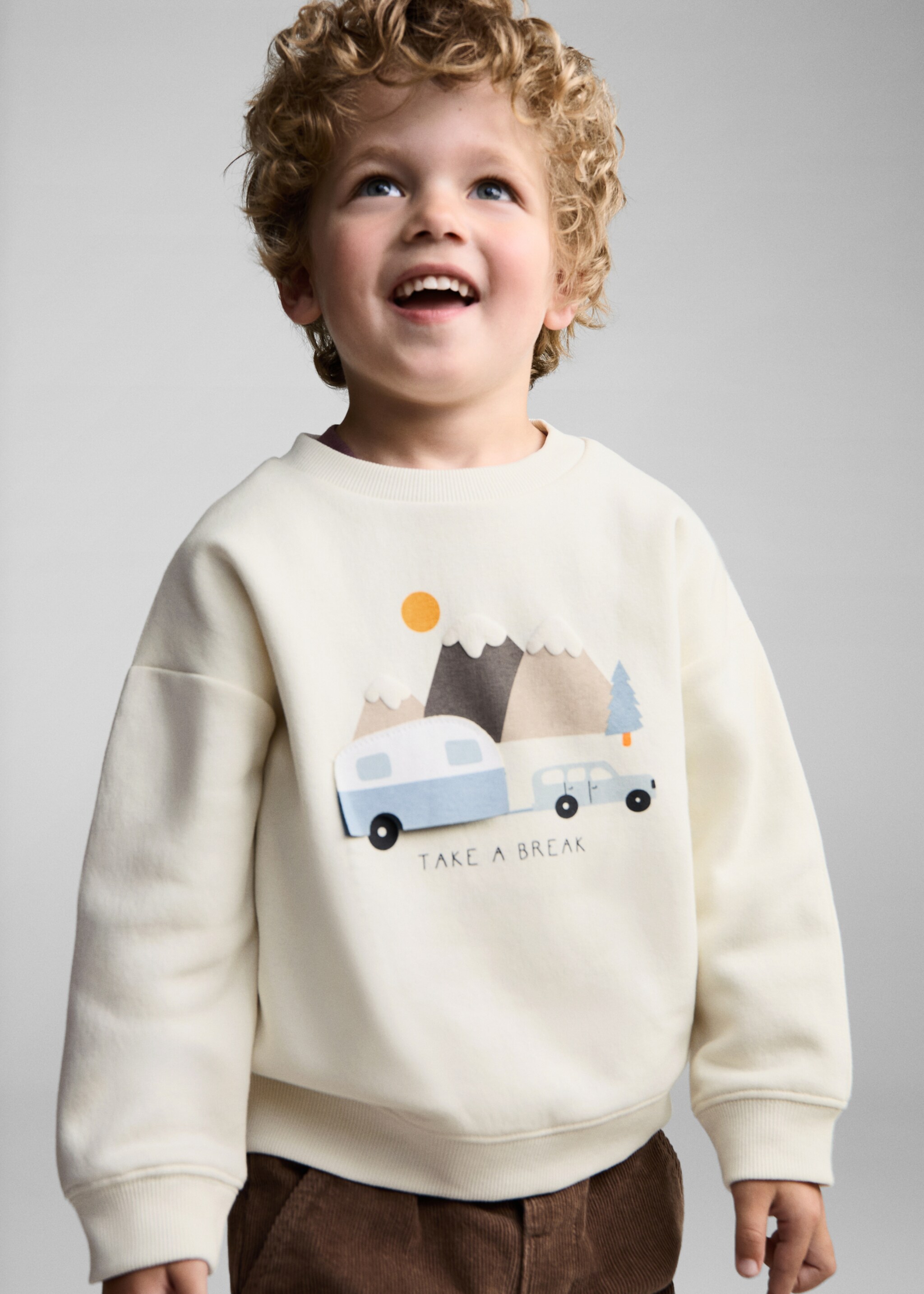 Sweatshirt mit Tiermotiv - Allgemeine Ansicht, Cremeweiß. Ref: 77036342-00.