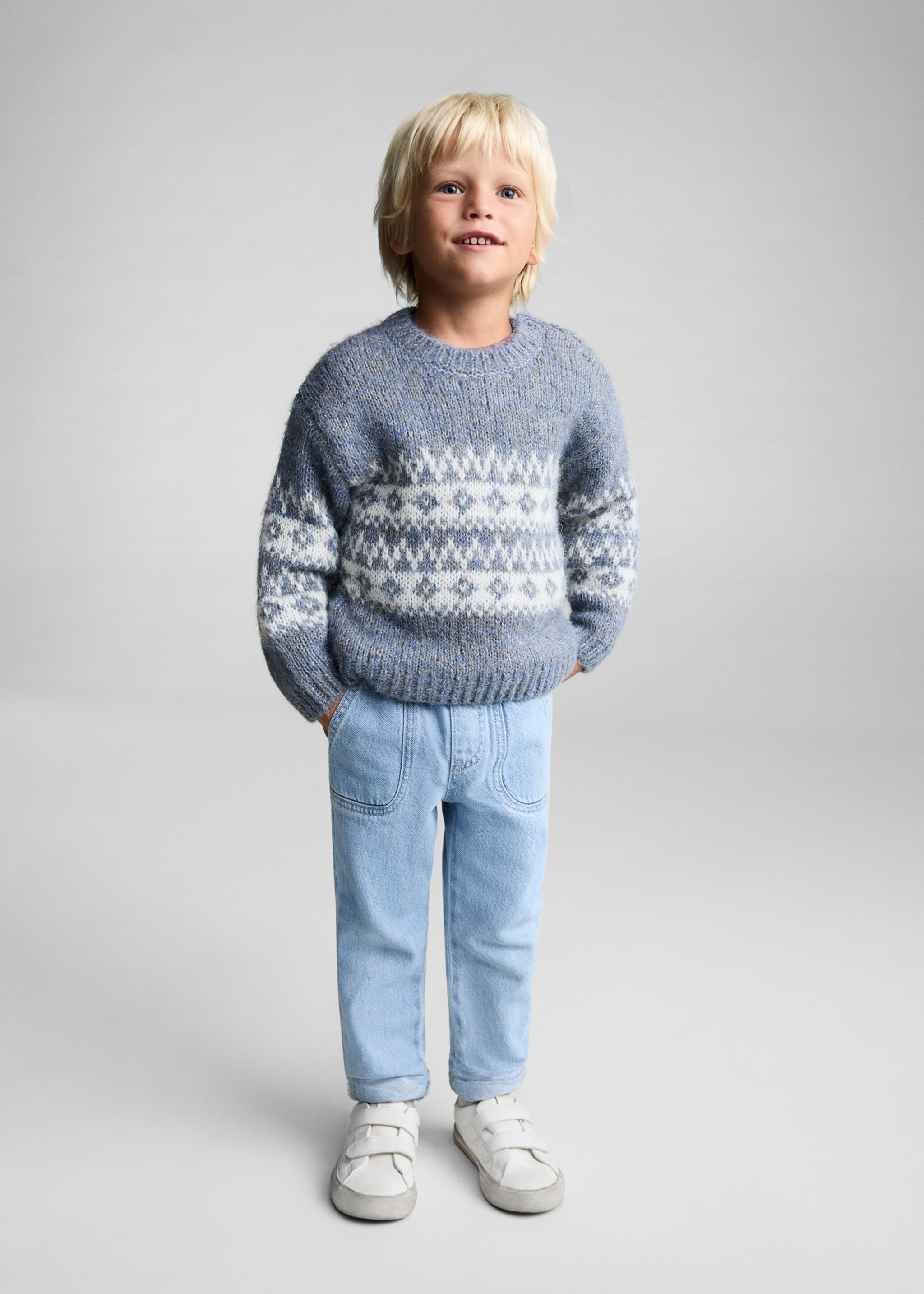 Strickpullover mit Jacquardmuster - Allgemeine Ansicht, Blau. Ref: 77036345-00.