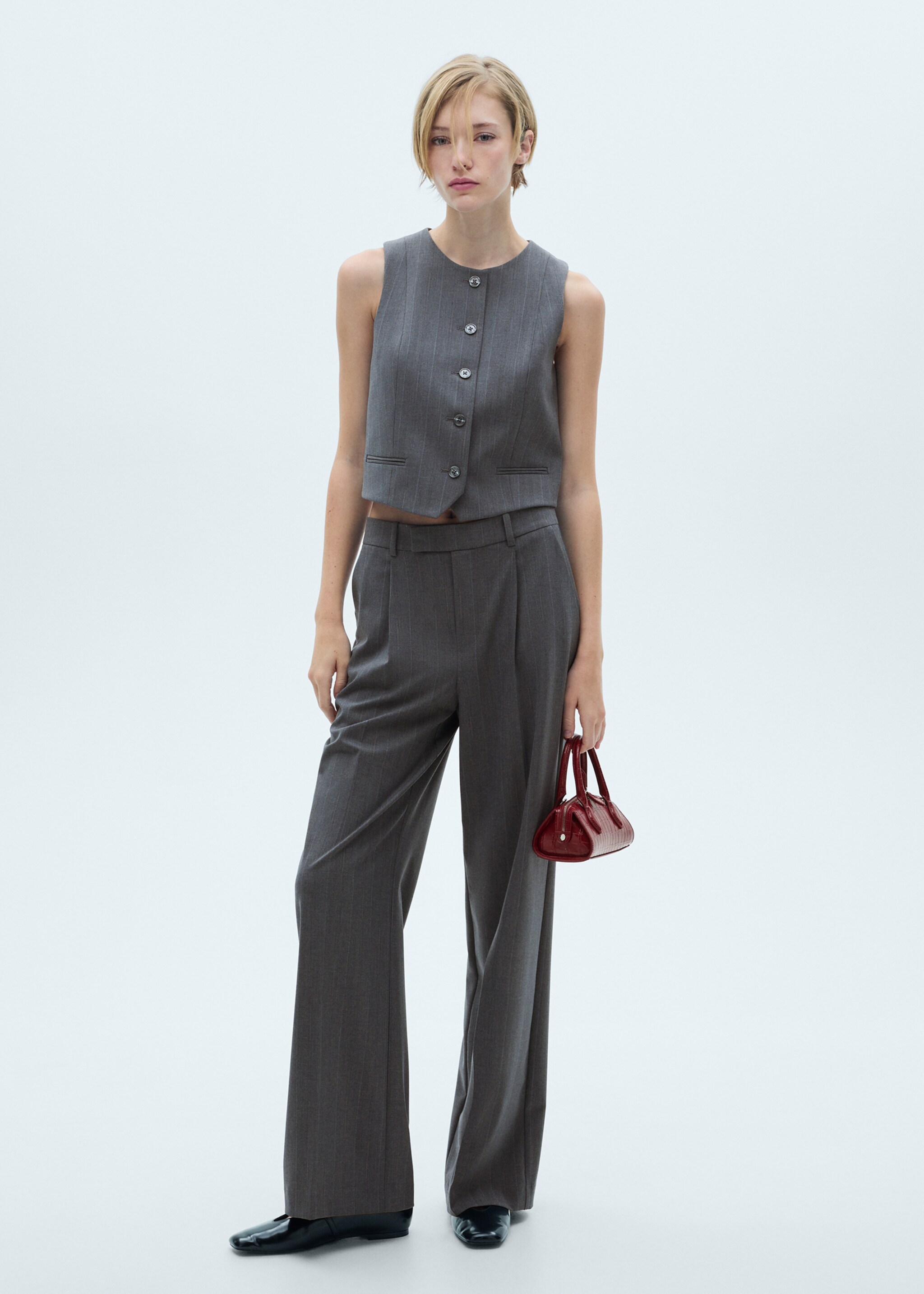 Pinstriped suit waistcoat - General plane, Grey. Ref: 77036725-00.
