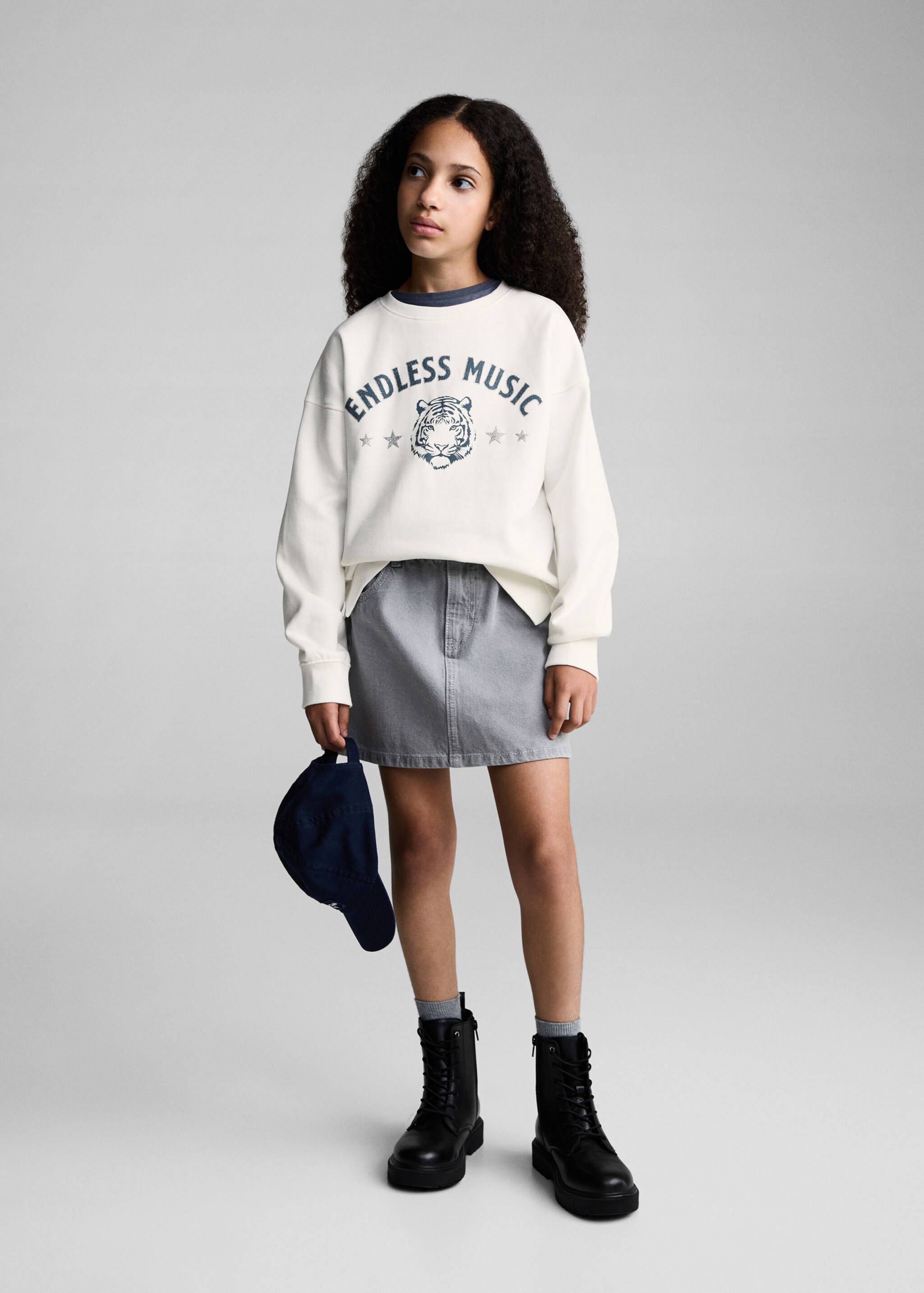Mintás pamut sweatshirt - Általános sík