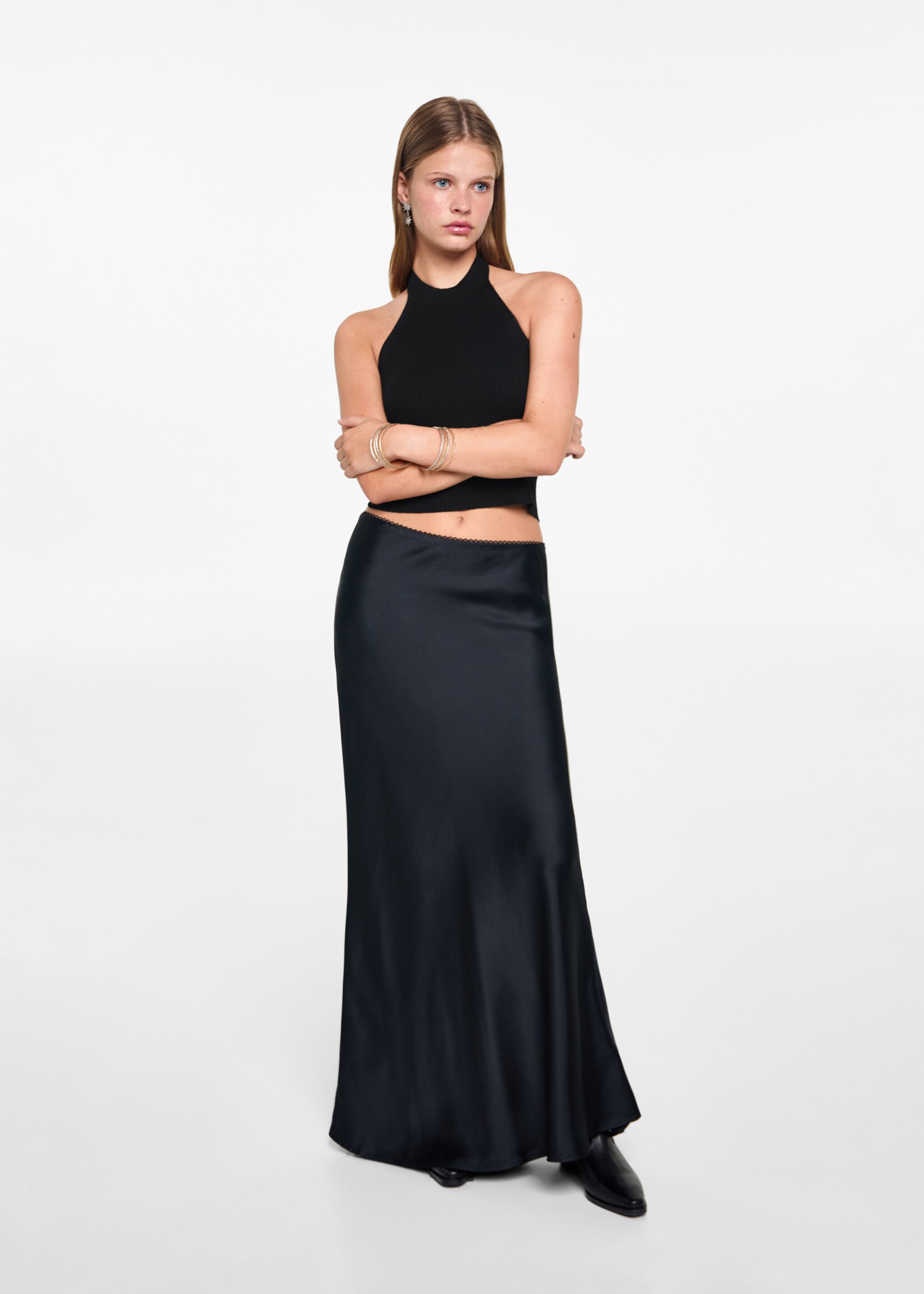 Top halter punto - Plano general, Negro. Ref: 77036738-00.