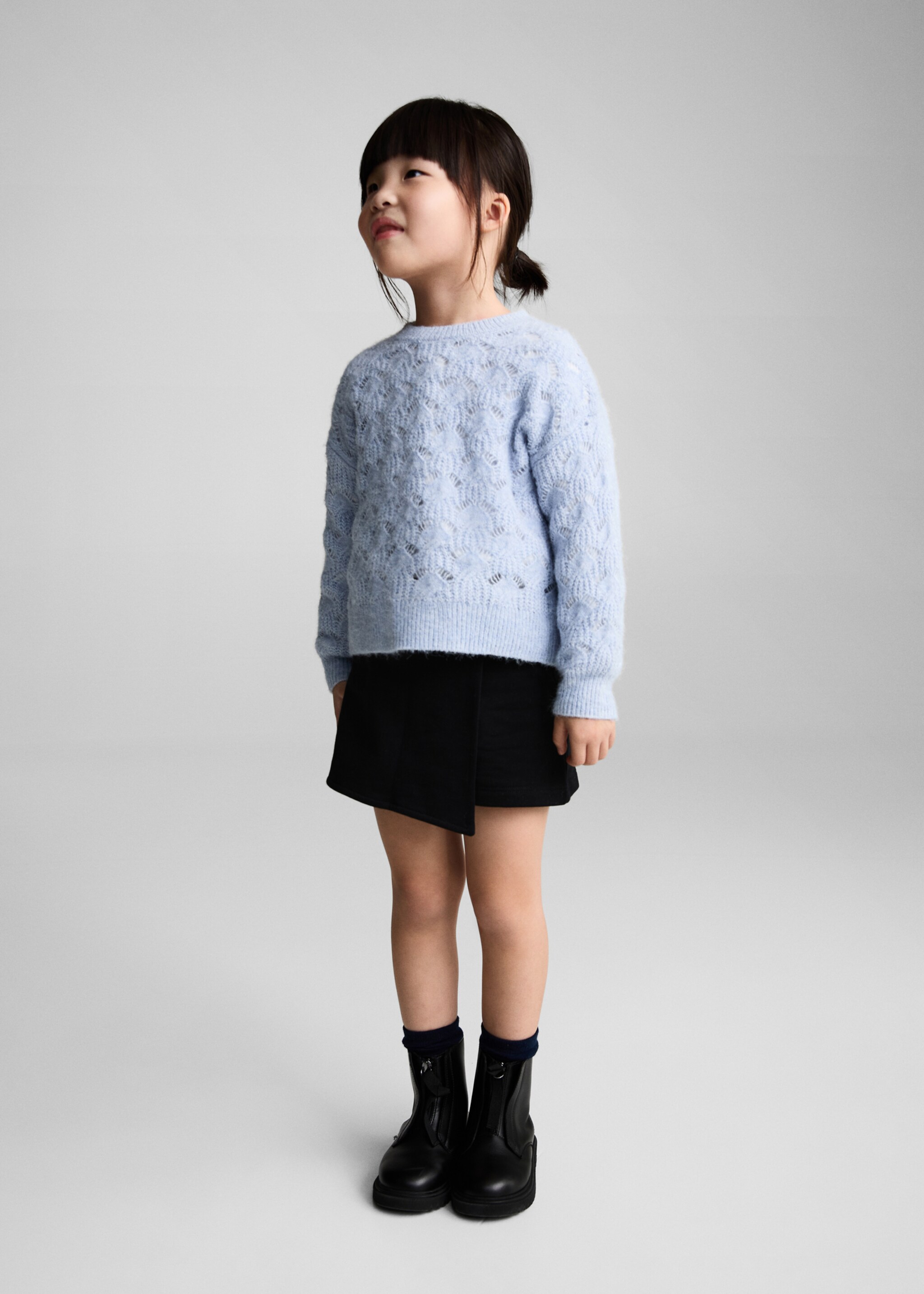 Cotton skort - General plane, Black. Ref: 77036740-00.