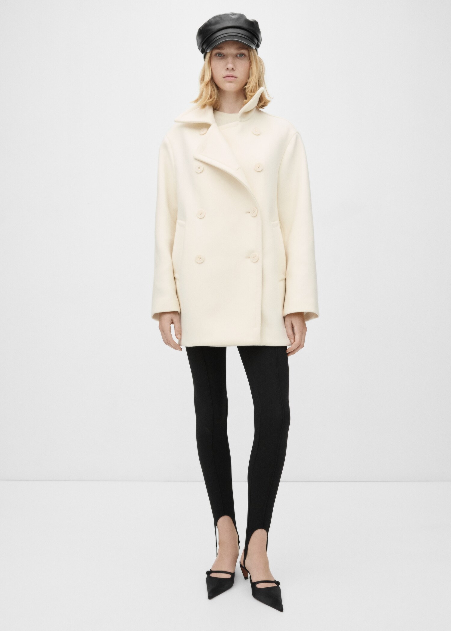 Double-breasted virgin wool coat - General plane