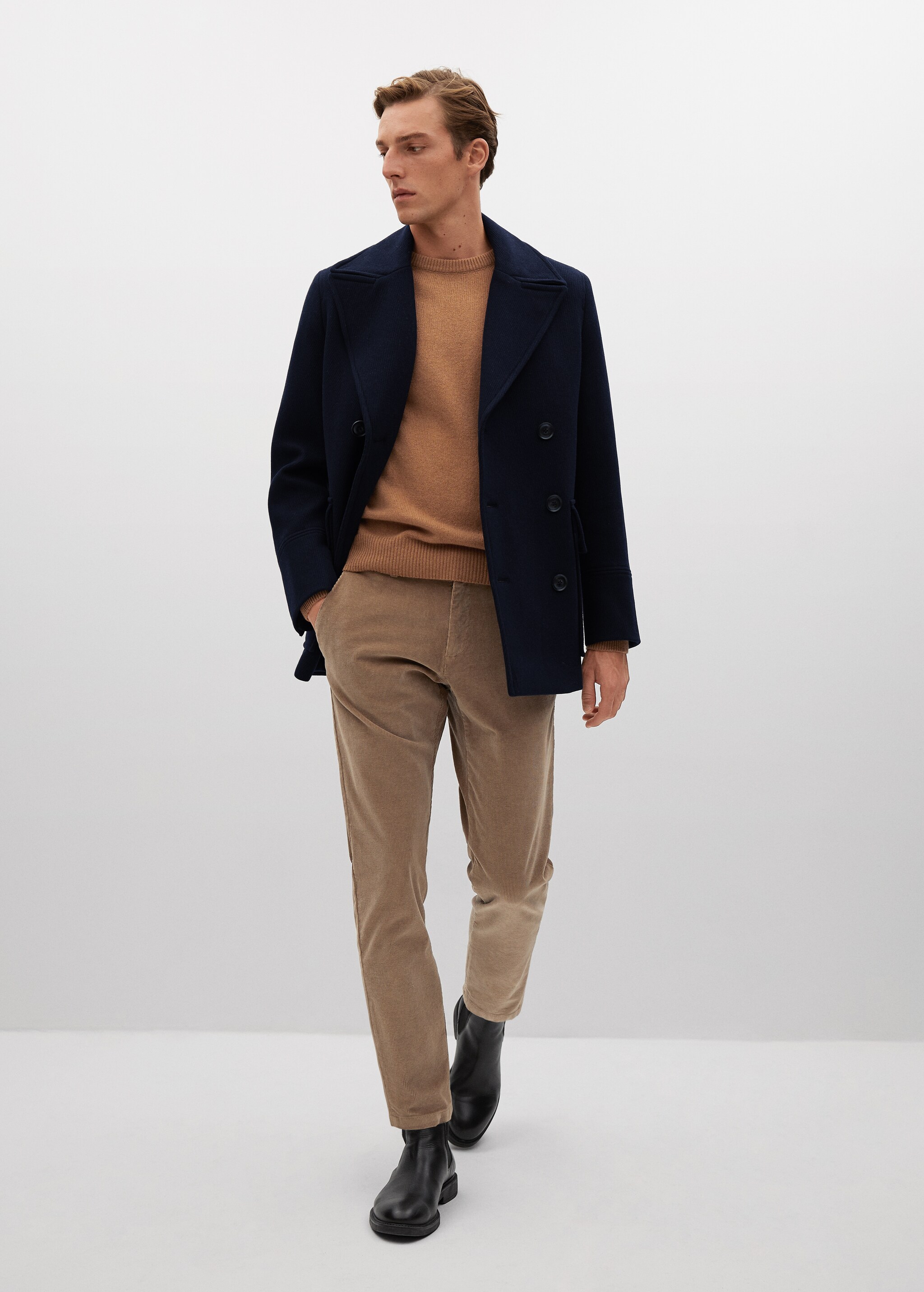Manteau croisé laine recyclée - Plan général