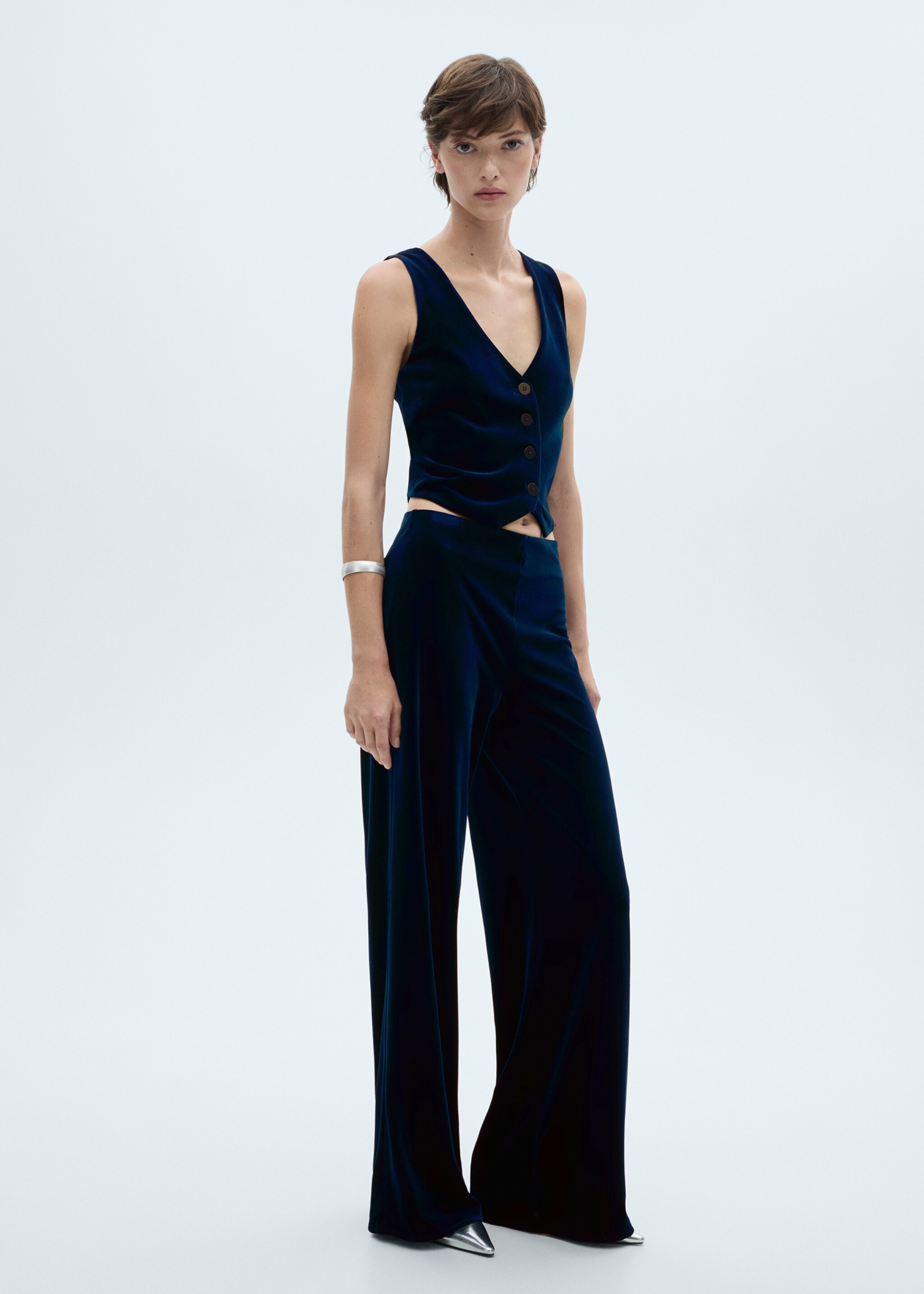 Wideleg-Samthose - Allgemeine Ansicht, Nachtblau. Ref: 77037687-00.