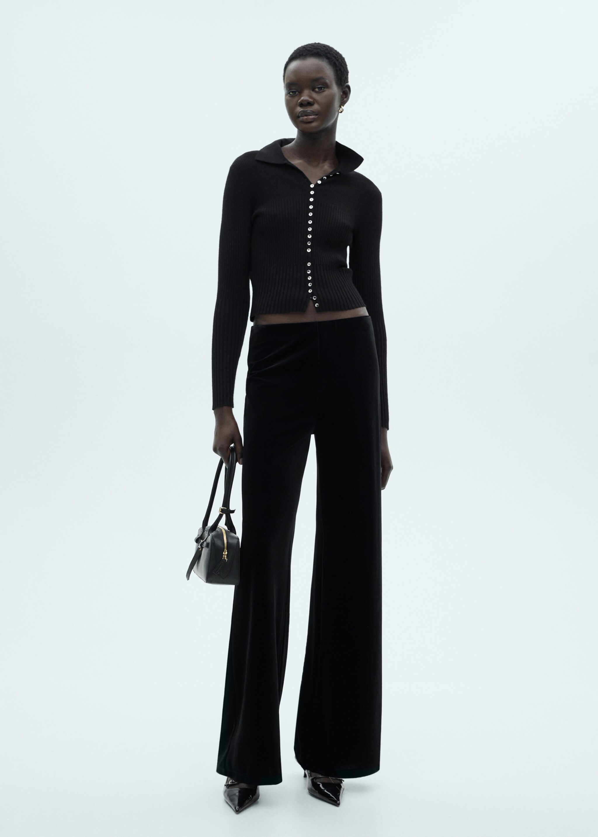 Wideleg-Samthose - Allgemeine Ansicht, Schwarz. Ref: 77037687-00.