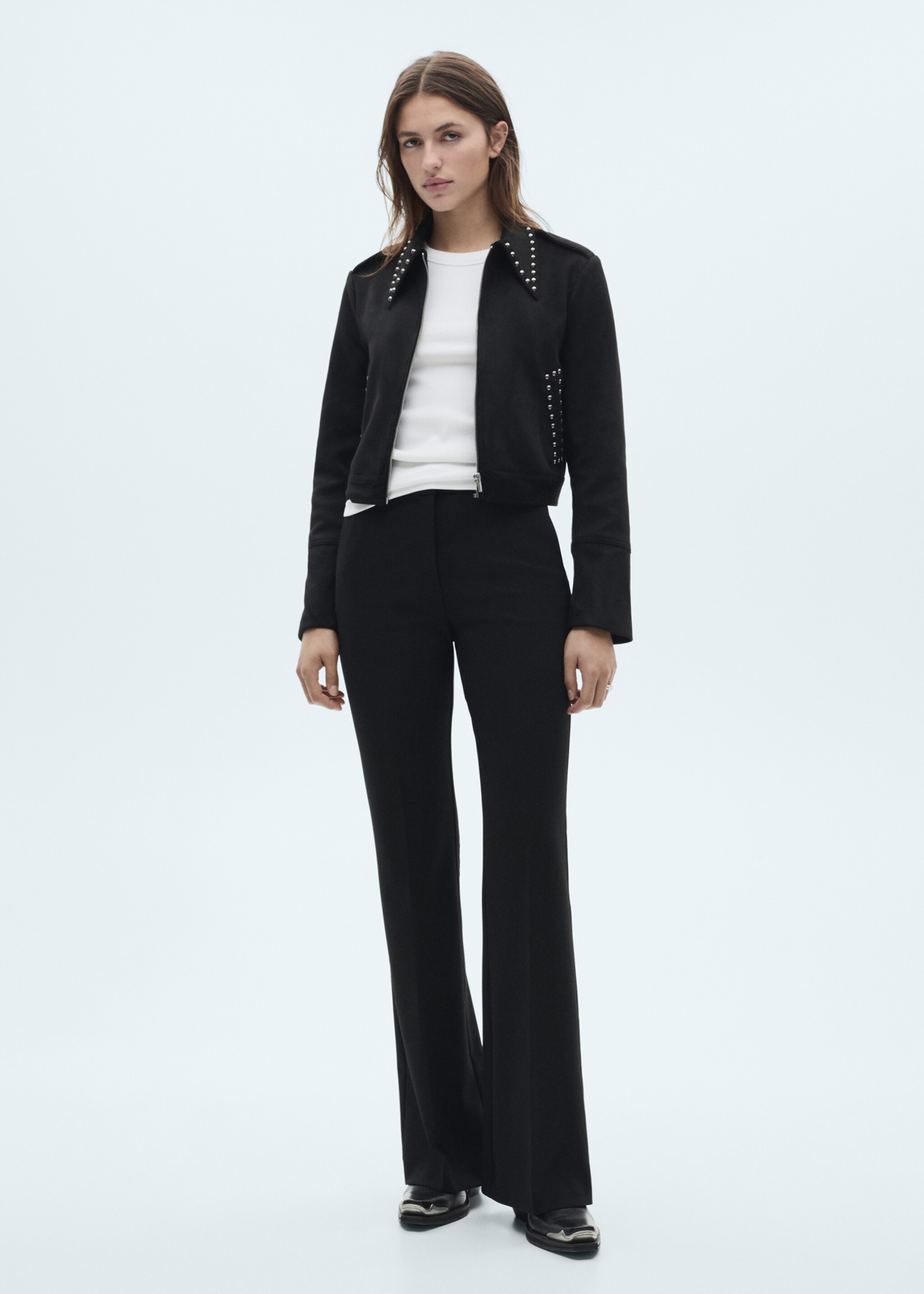 Jacke mit Nietendetails - Allgemeine Ansicht, Schwarz. Ref: 77037697-00.