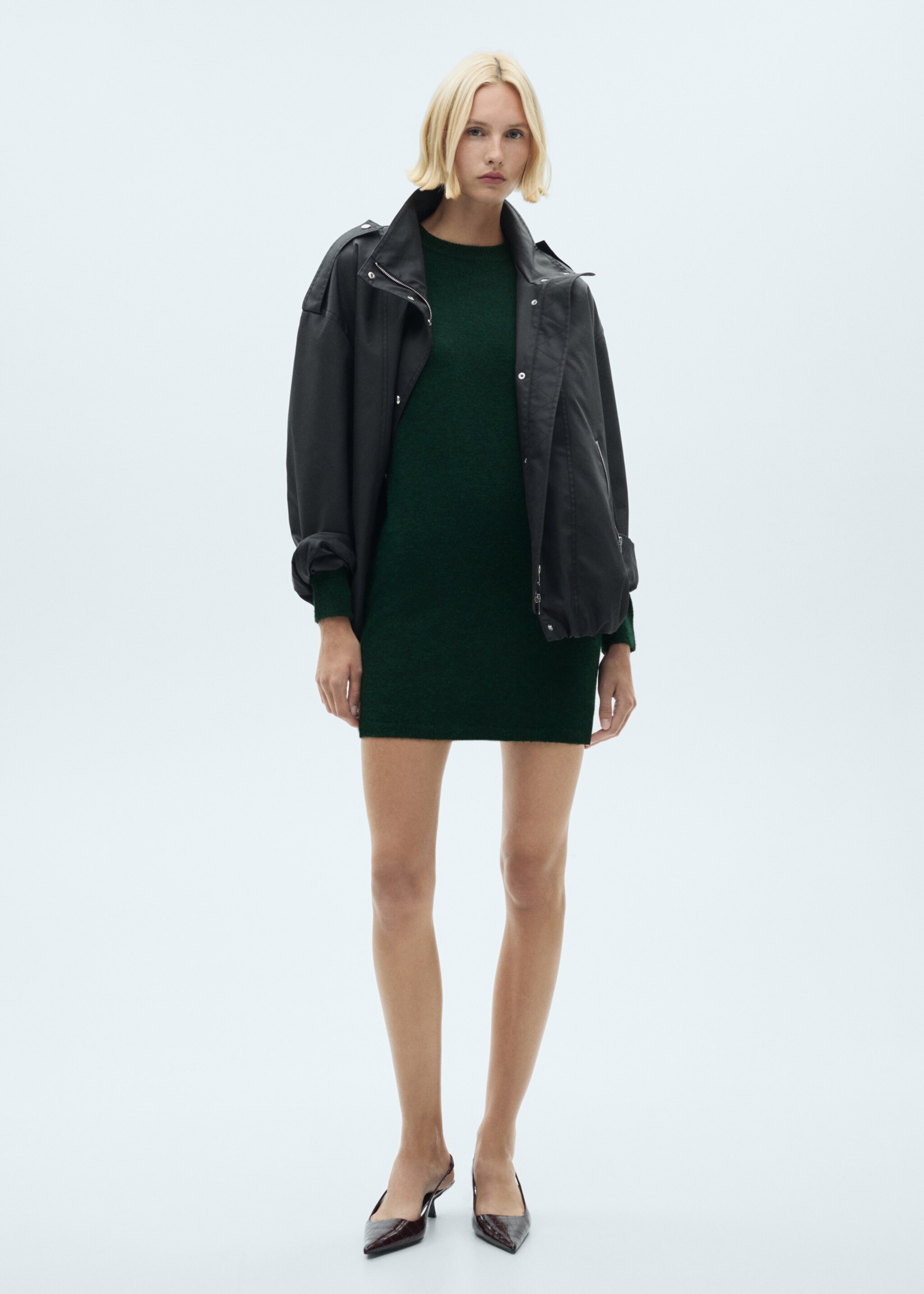 Gestricktes Shiftkleid - Allgemeine Ansicht, Grün. Ref: 77037709-00.