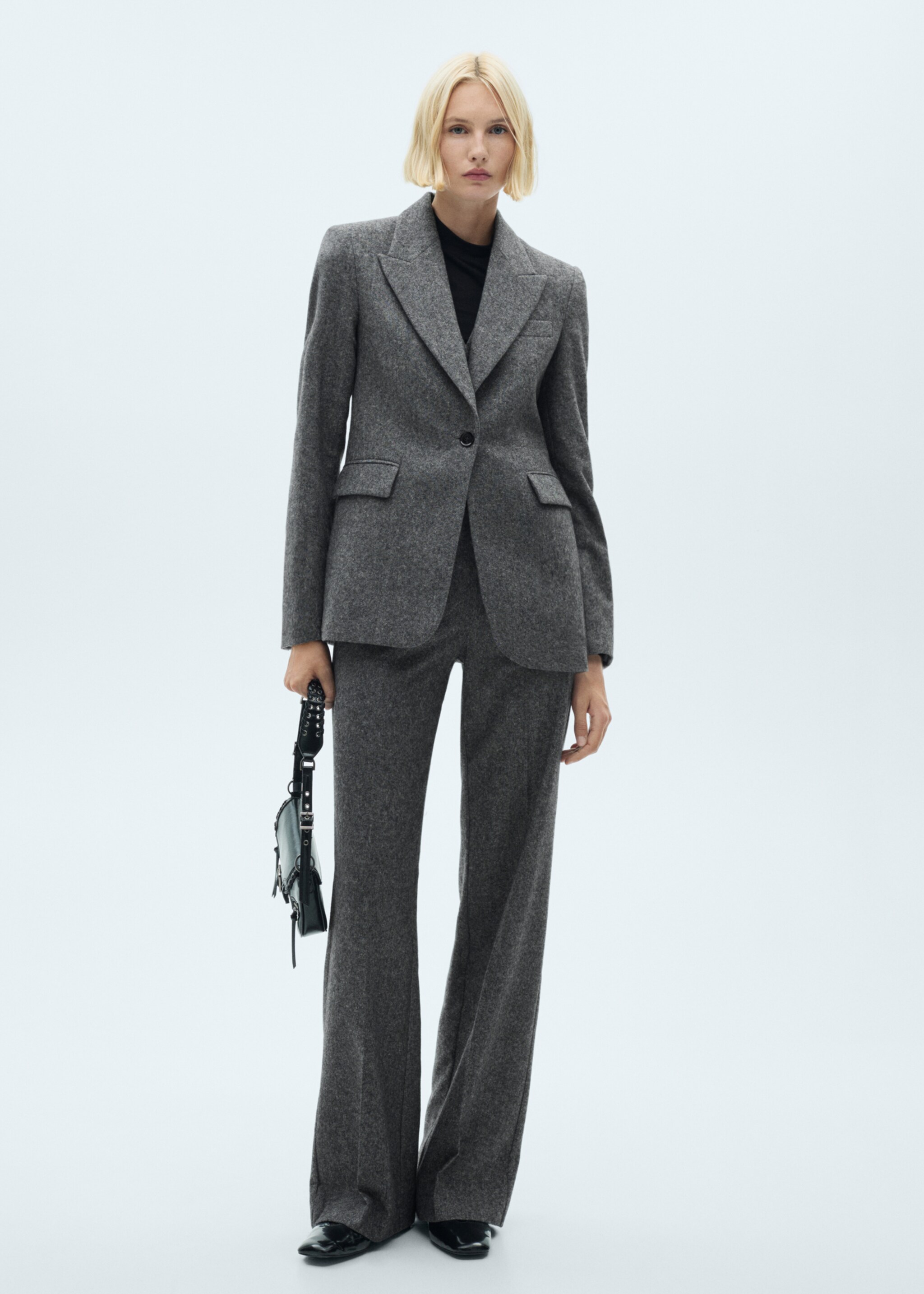 Flecked wool-blend suit blazer - General plane, Black. Ref: 77037720-00.