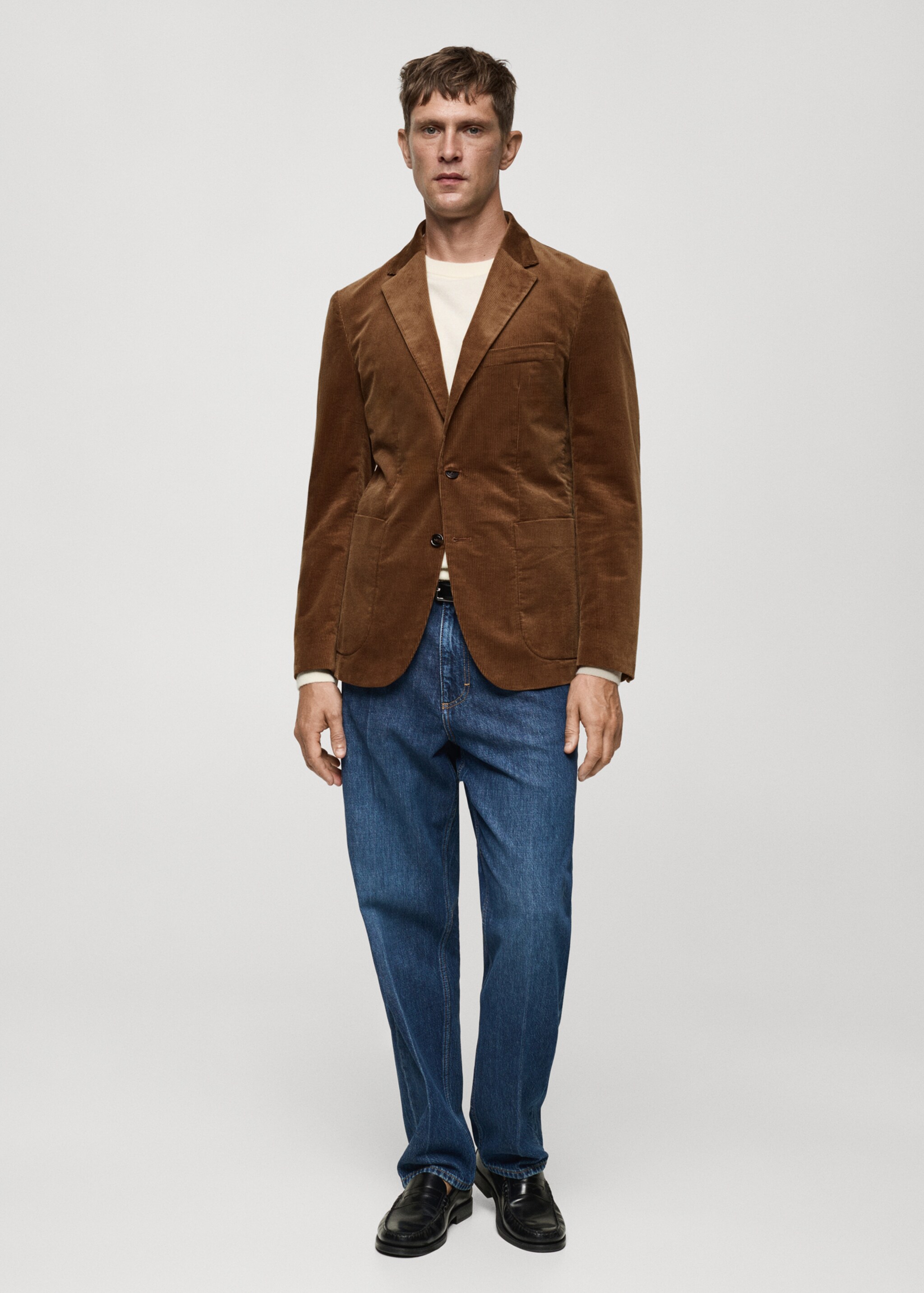 Slim fit corduroy blazer - General plane, Brown. Ref: 77037919-00.