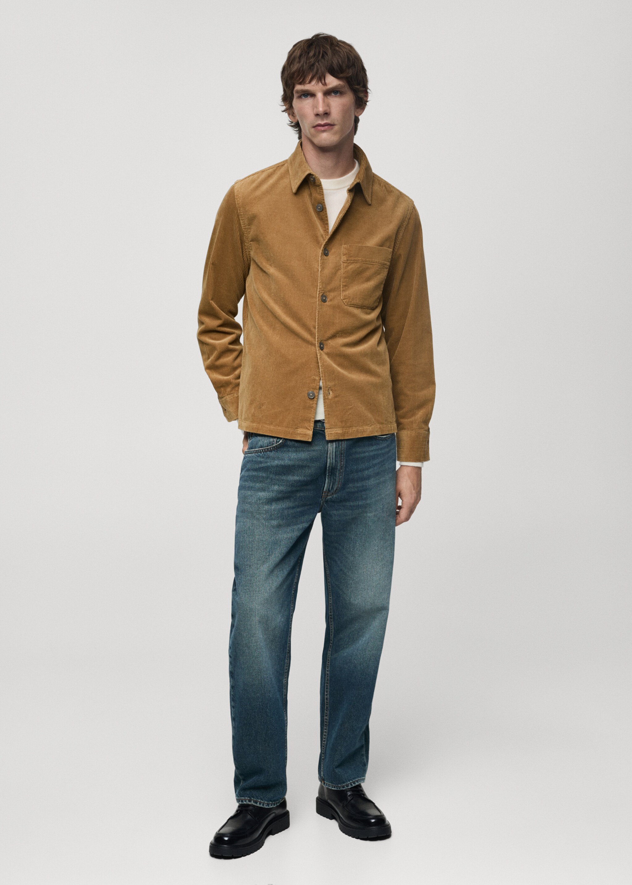 Corduroy overshirt with pockets - General plane, Medium Brown. Ref: 77037925-00.