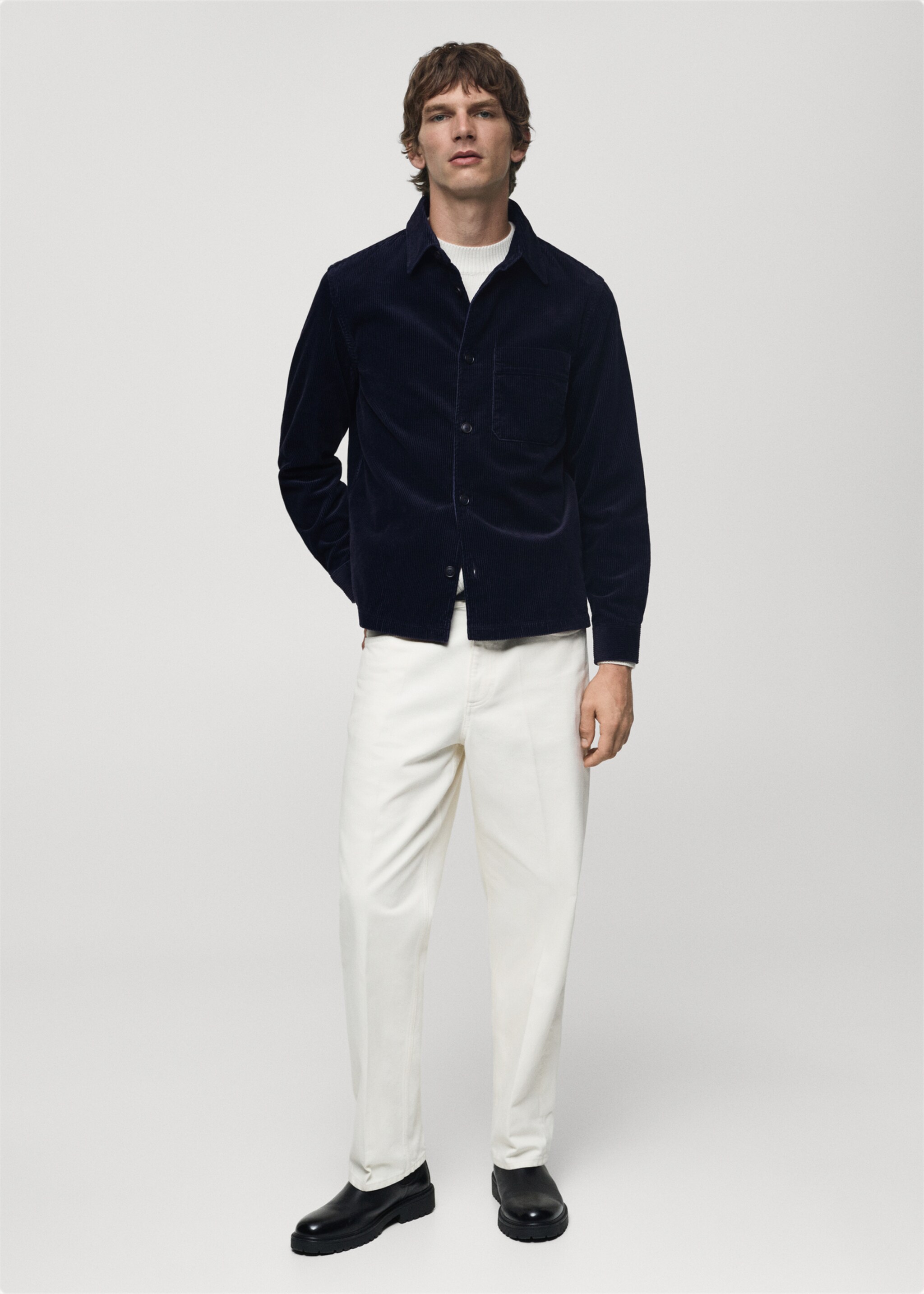 Corduroy overshirt with pockets - General plane, Dark Navy. Ref: 77037925-00.