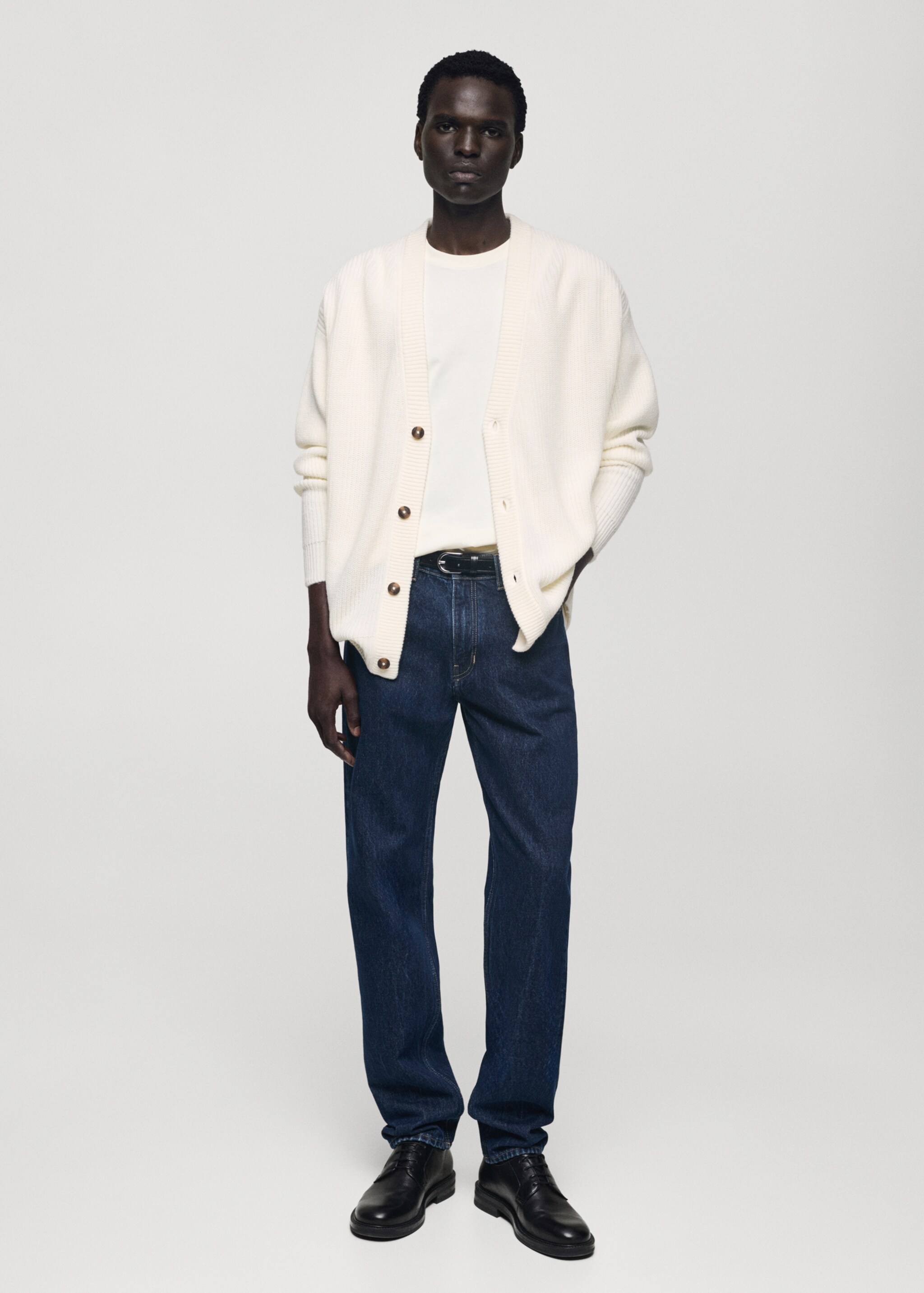 Cardigan maglia spessa relaxed-fit - Piano generale, Bianco sporco. Ref: 77037930-00.