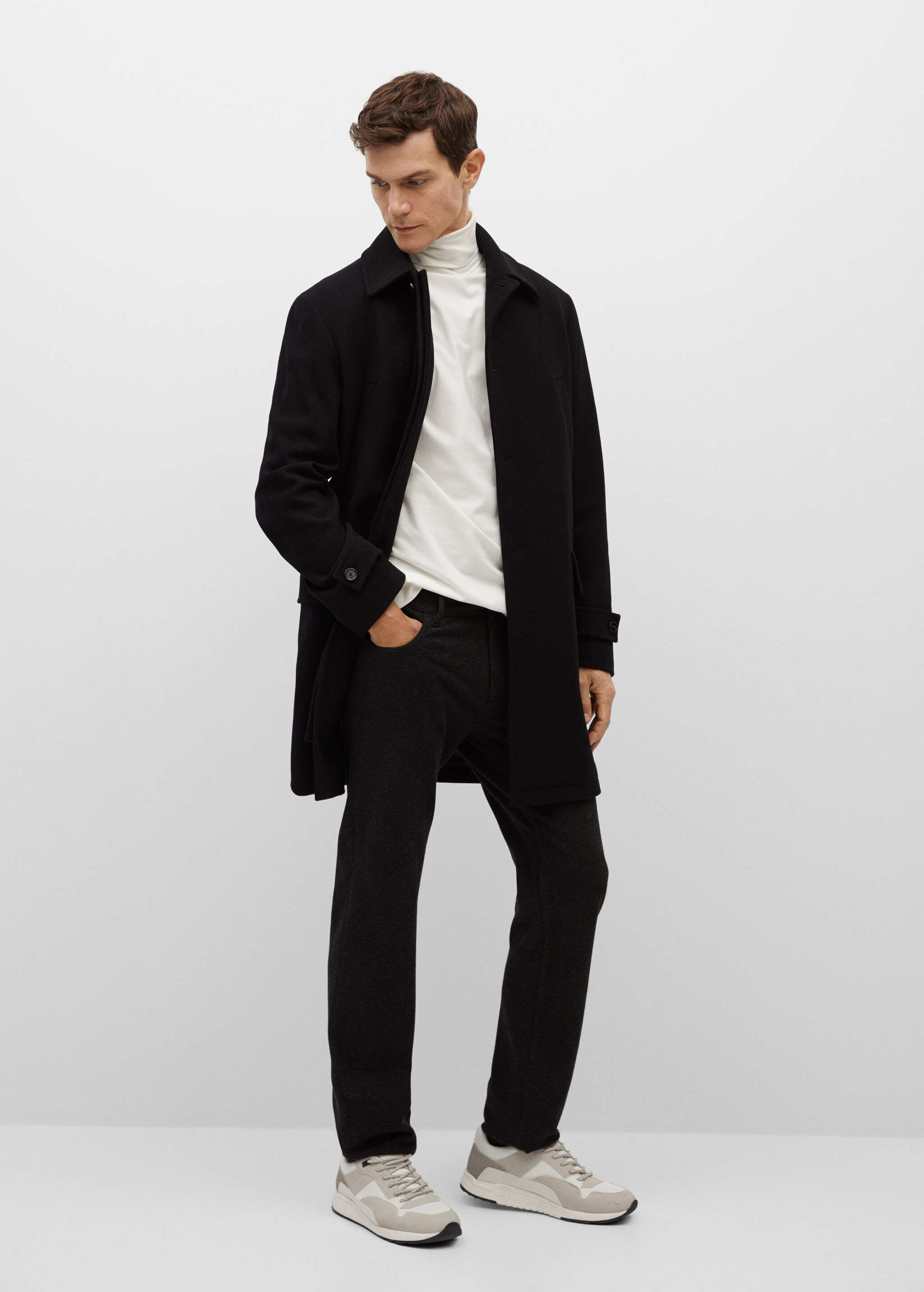 Long recycled wool coat - General plane