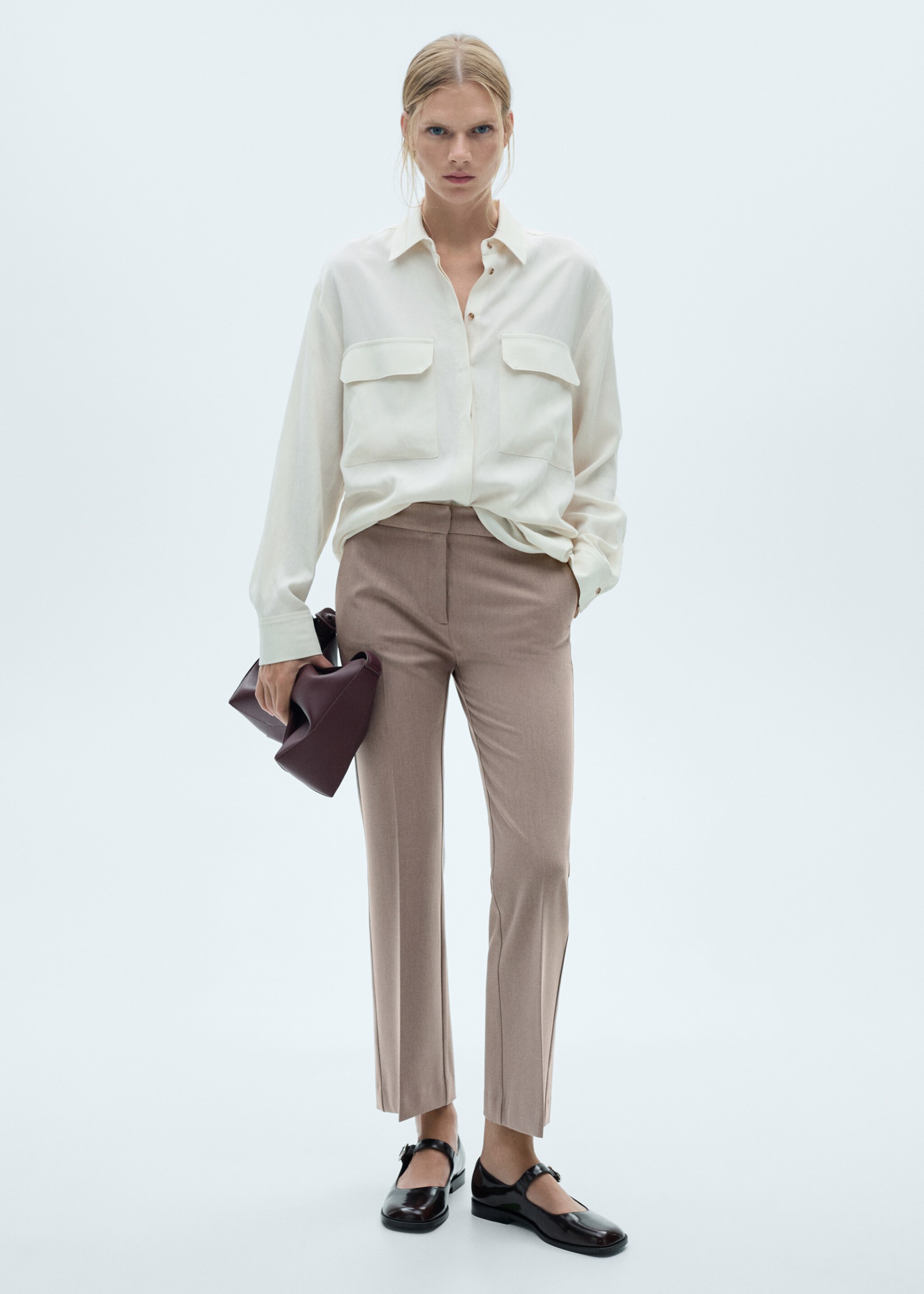 Flared flowing trousers - General plane, Medium Brown. Ref: 77038266-00.