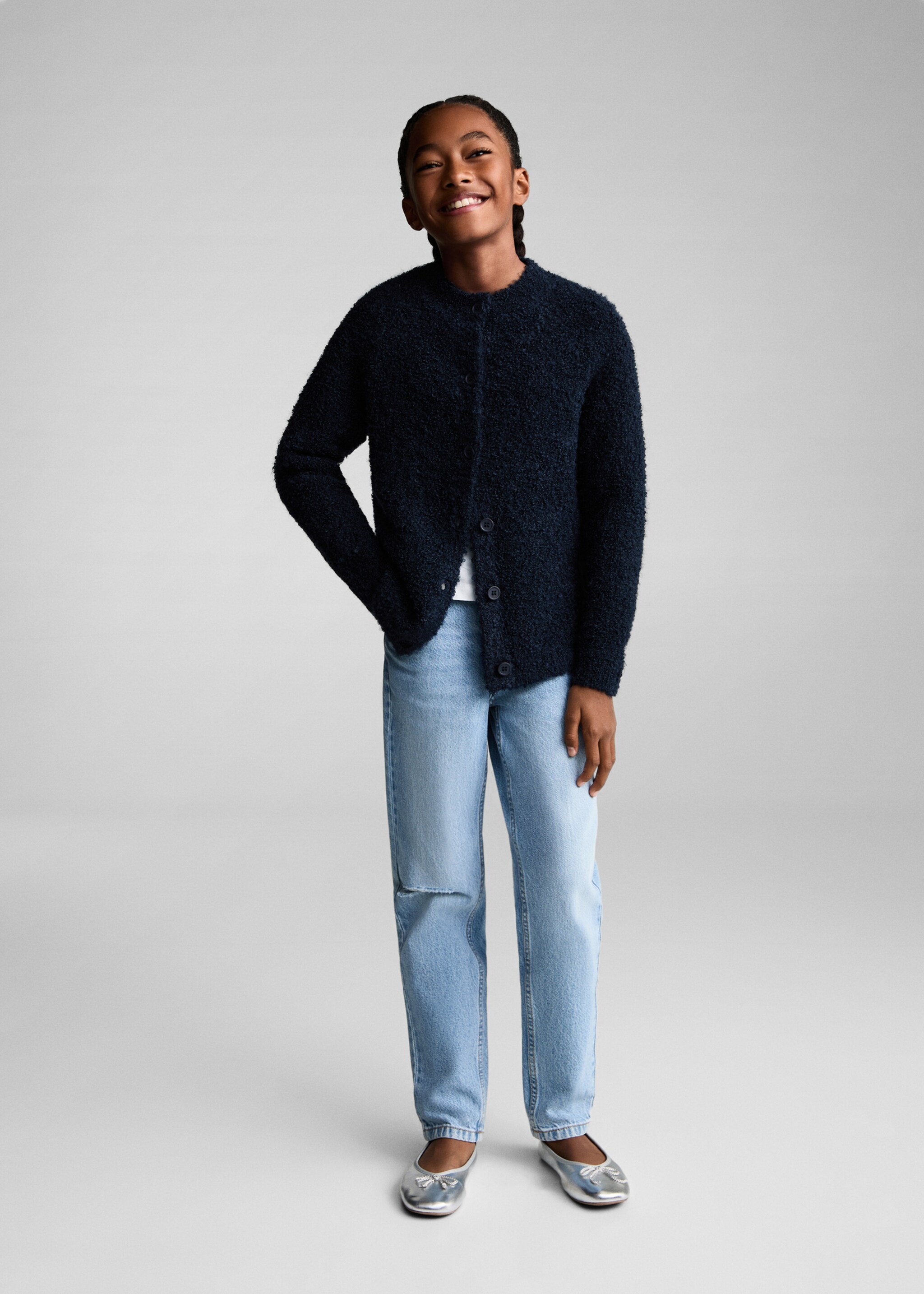 Bouclé-knit cardigan - General plane, Dark Navy. Ref: 77038271-00.