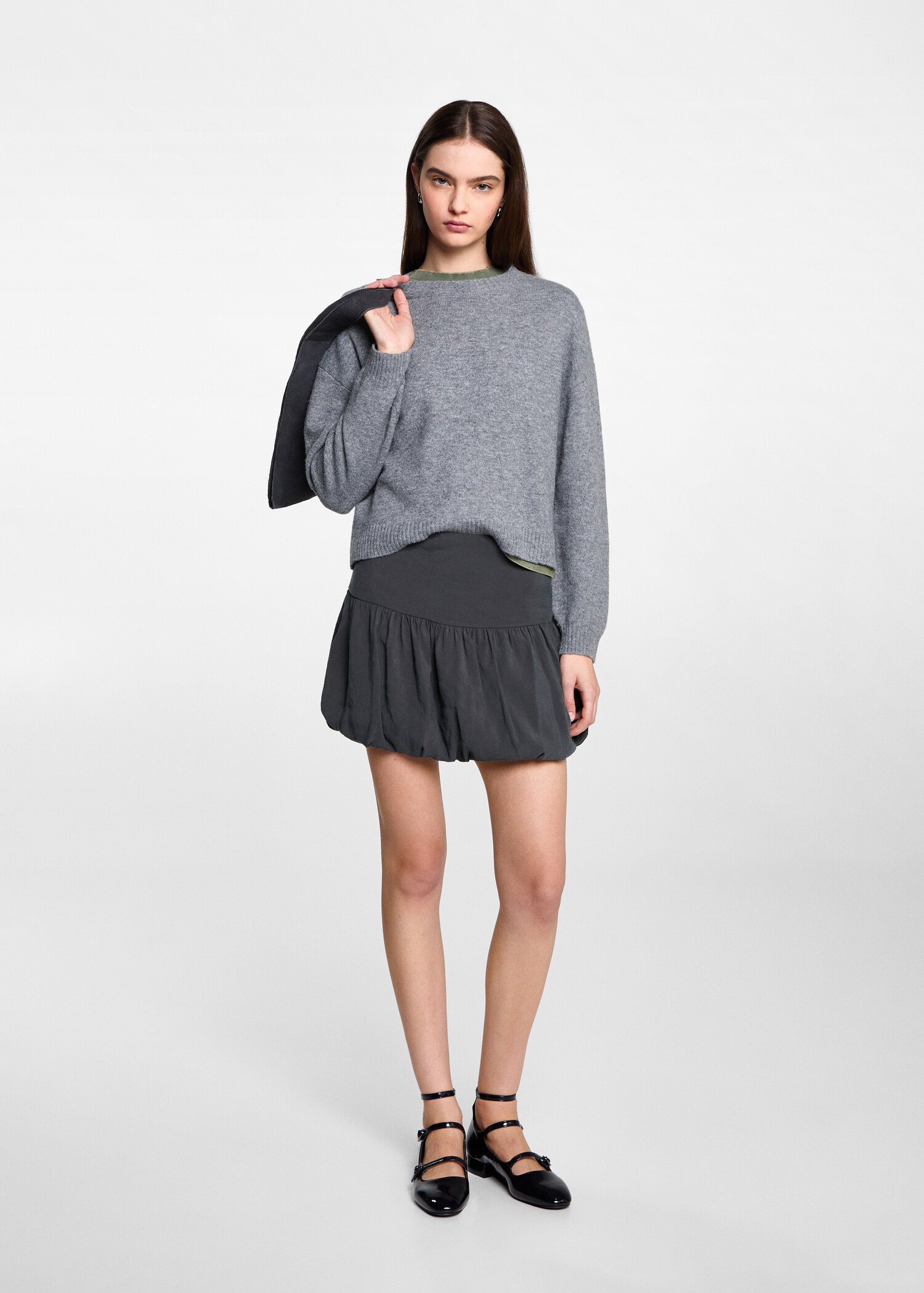 Balloon mini-skirt with zip - General plane