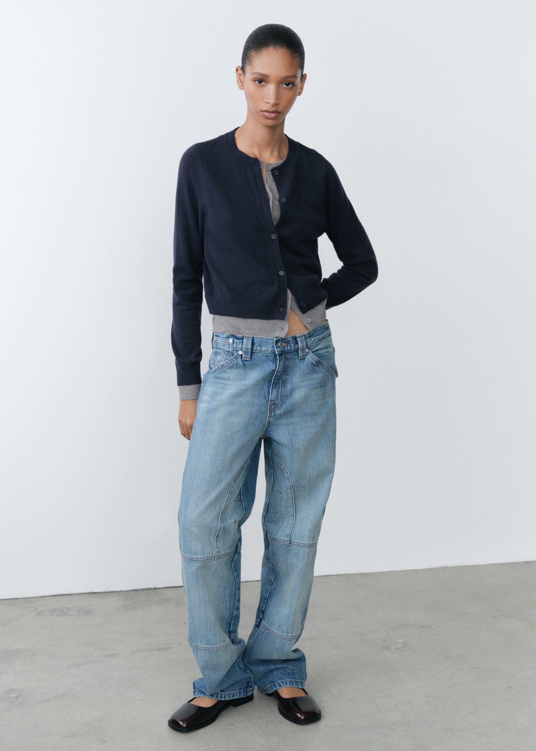 Contrasting buttoned cardigan - General plane, Blue. Ref: 77038636-00.
