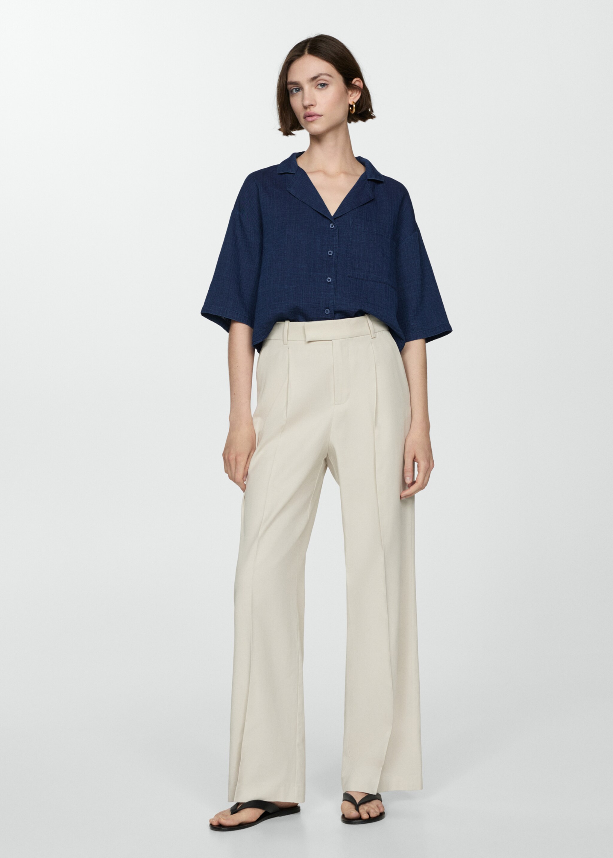 Short sleeved cotton shirt - General plane, Night Blue. Ref: 77040254-00.