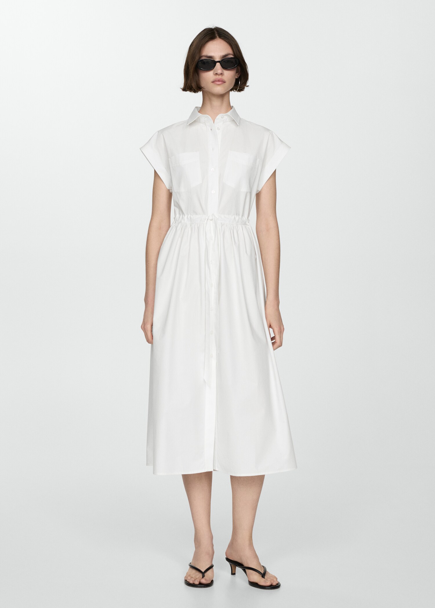 Shirt dress with gathered waist - General plane
