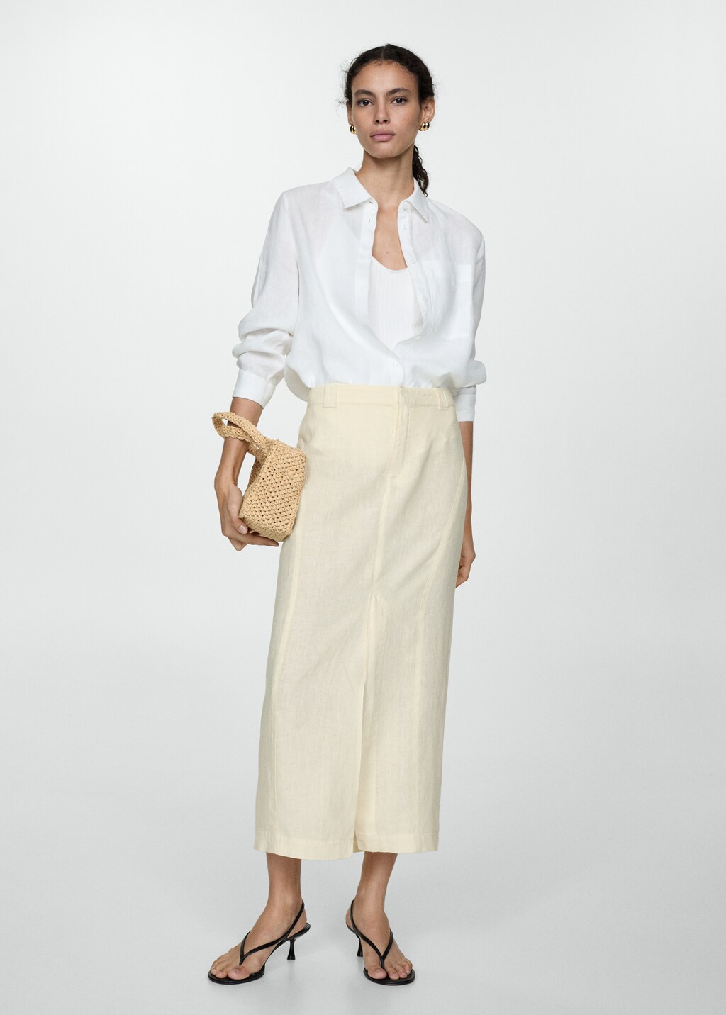 Linen skirt with slit - Women | MANGO OUTLET USA