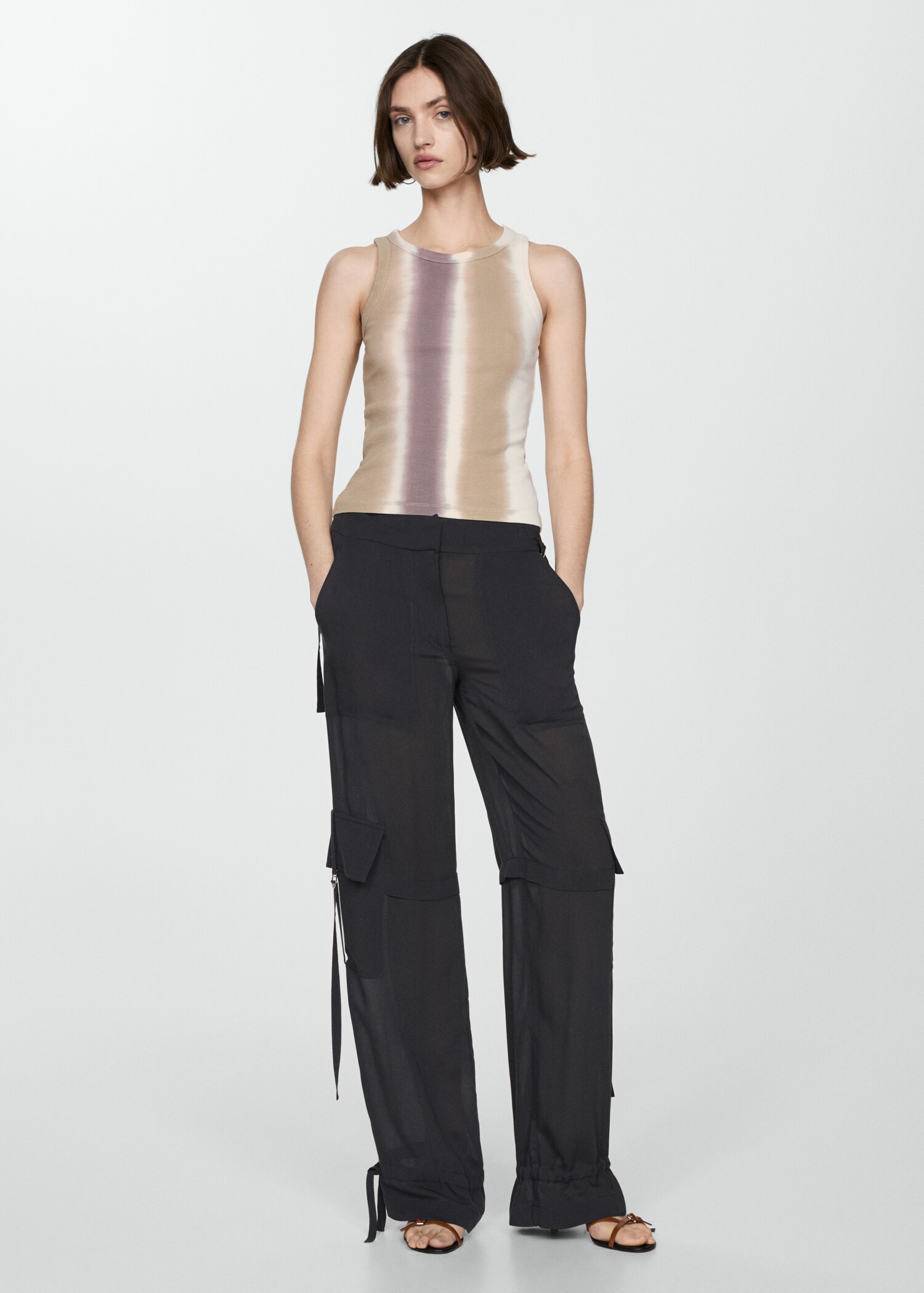 Geripptes Tie-Dye-Top - Allgemeine Ansicht