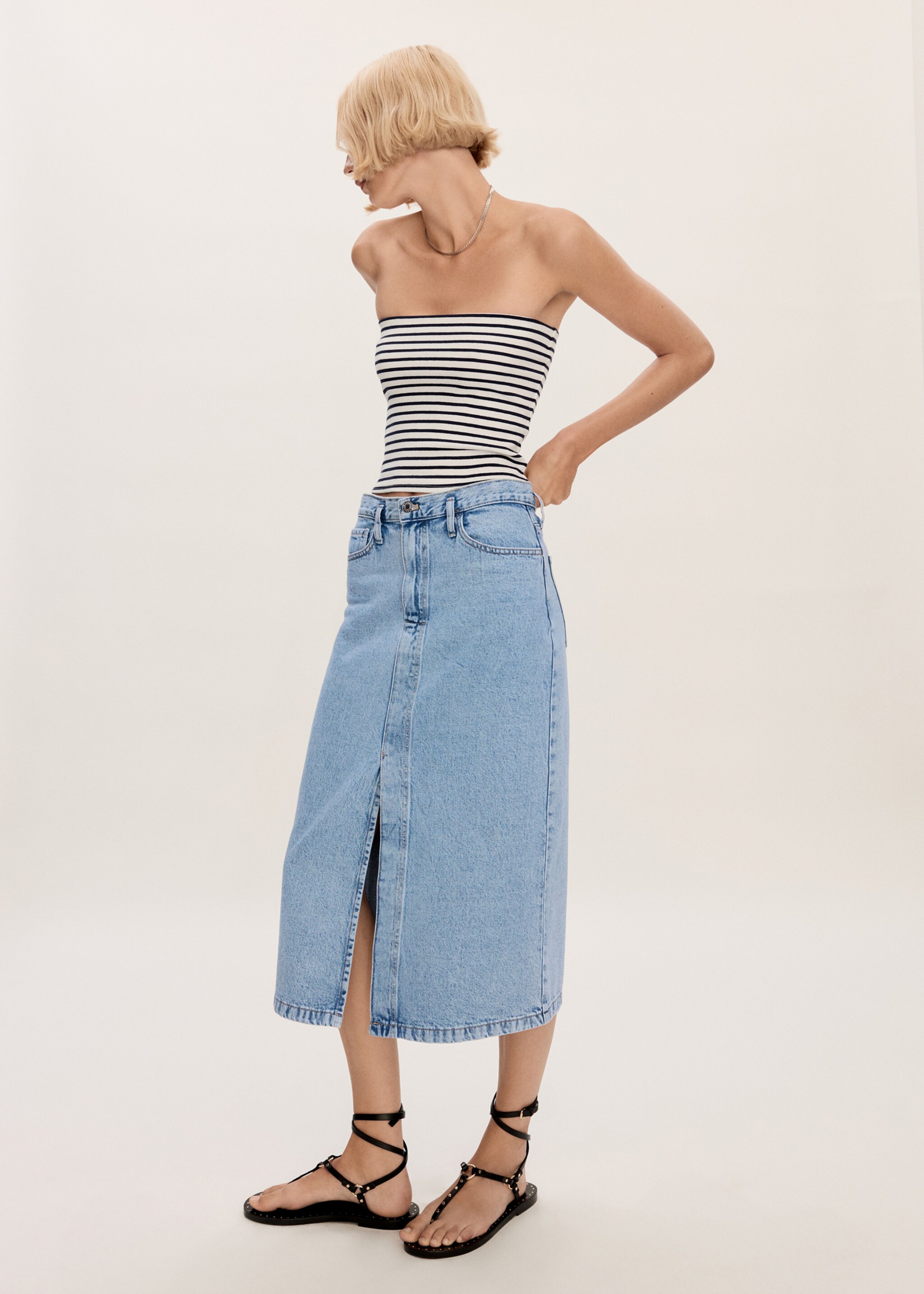 Slit denim skirt - General plane