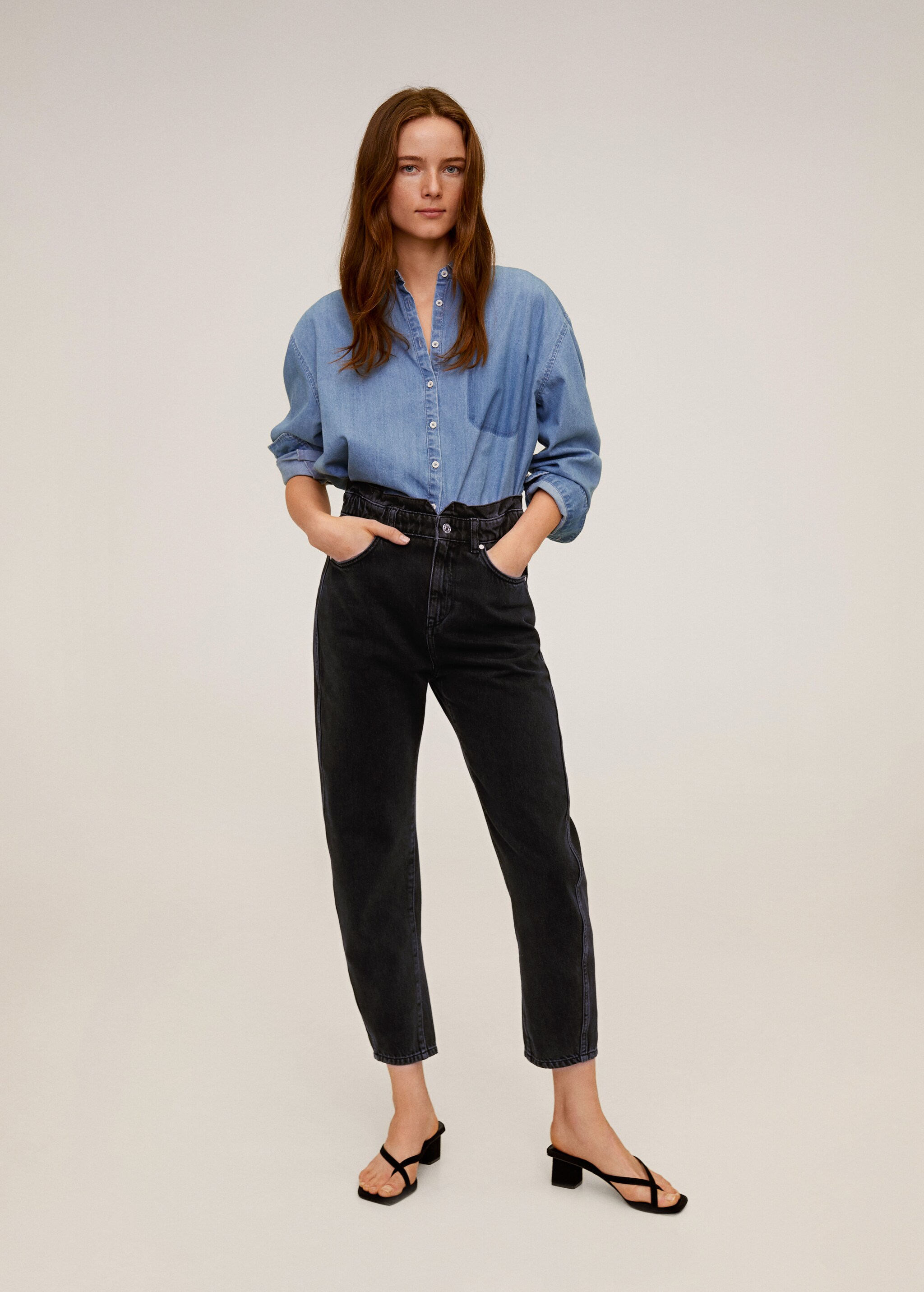 Slouchy jeans met elastische tailleband - Overzichtstekening
